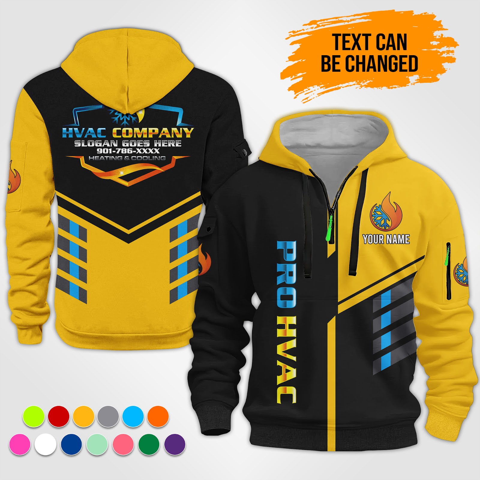 5651366-personalized-name-hvac-3d-quarter-zip-hoodie-rn864-3.jpg Custom HVAC 3D Quarter Zip Hoodie - photo 3