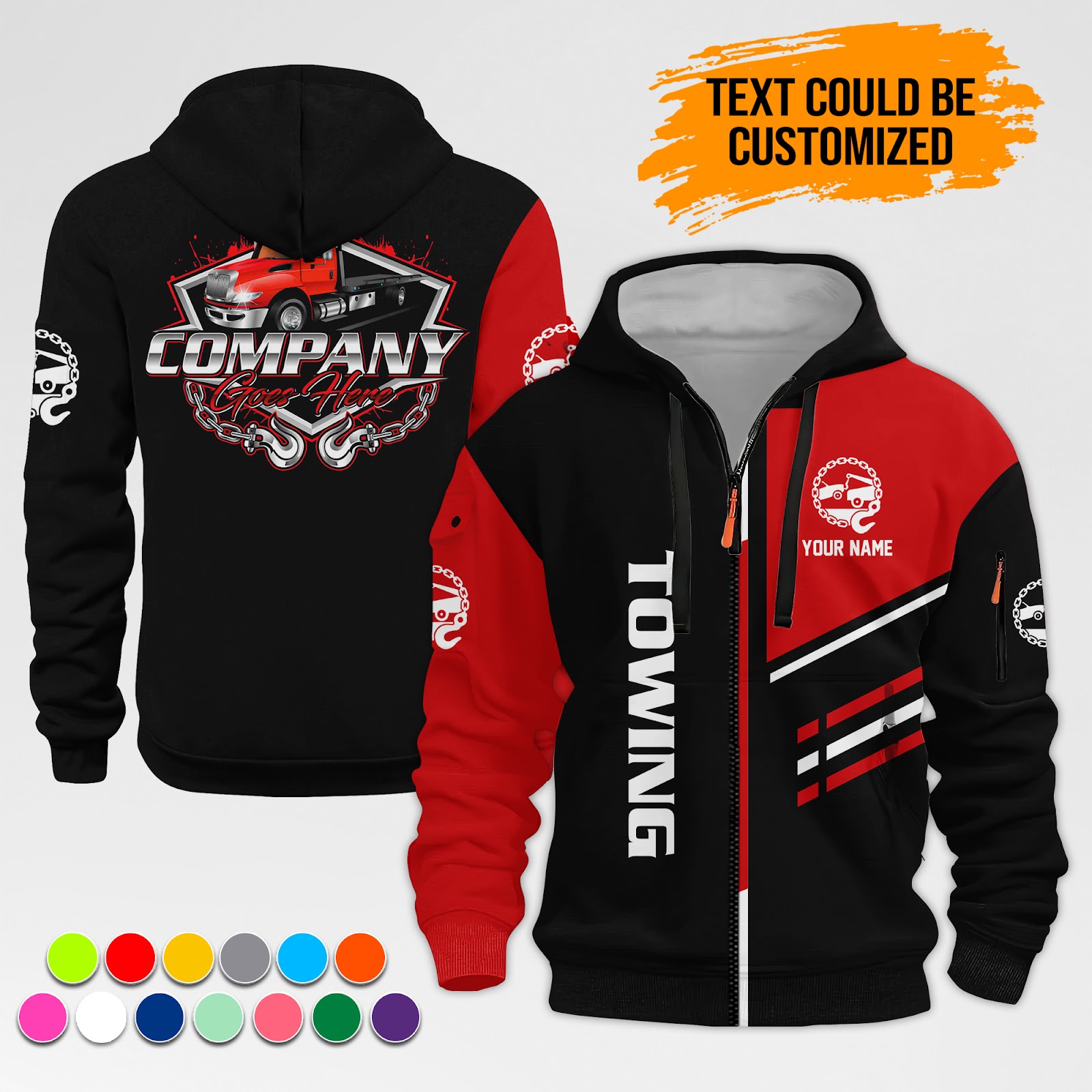 Custom Love Tow Truck 3D Quarter Zip Hoodie - photo 2