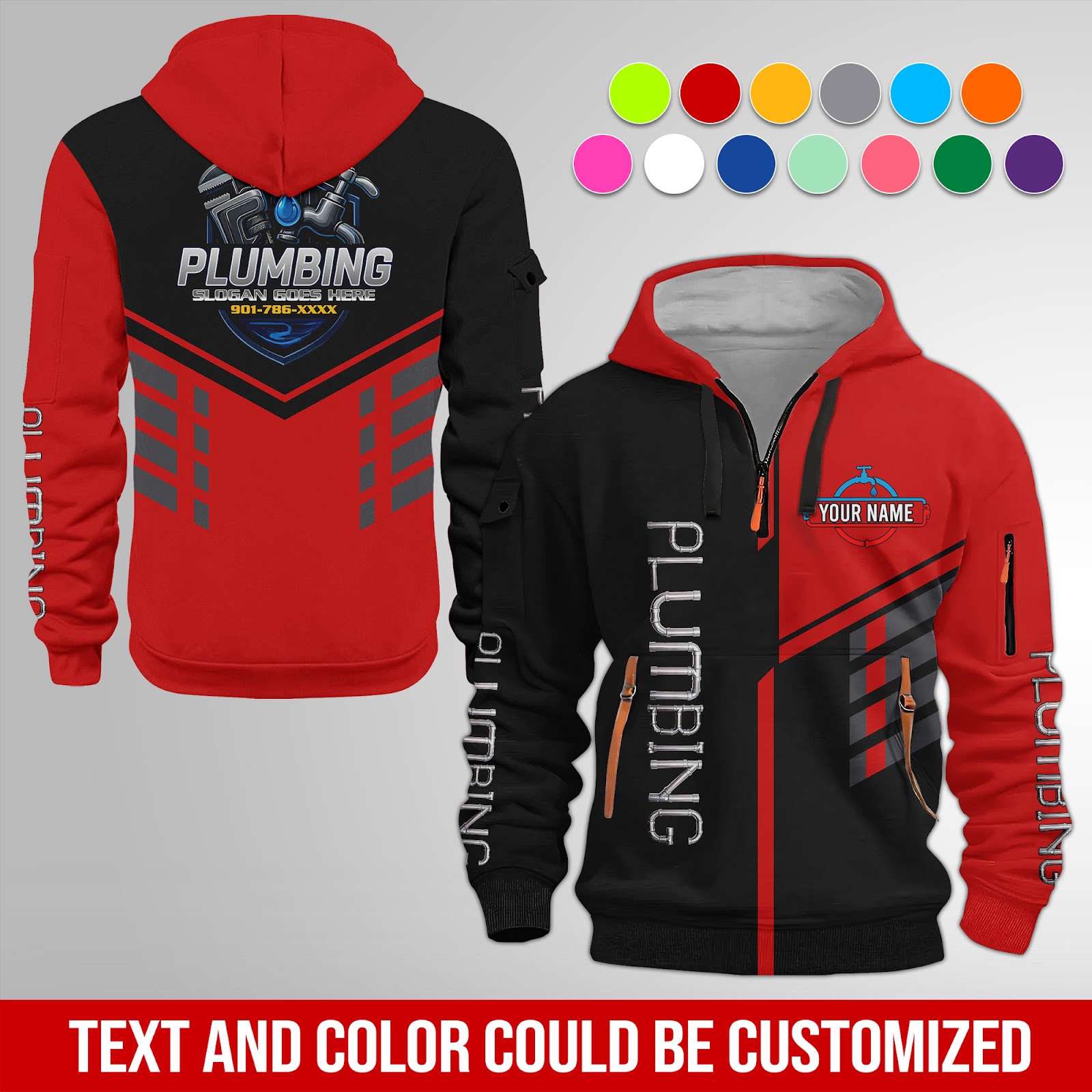 5750192-personalized-name-plumbing-3d-quarter-zip-hoodie-am407-2.jpg Personalized Plumbing 3D Quarter Zip Hoodie - photo 2