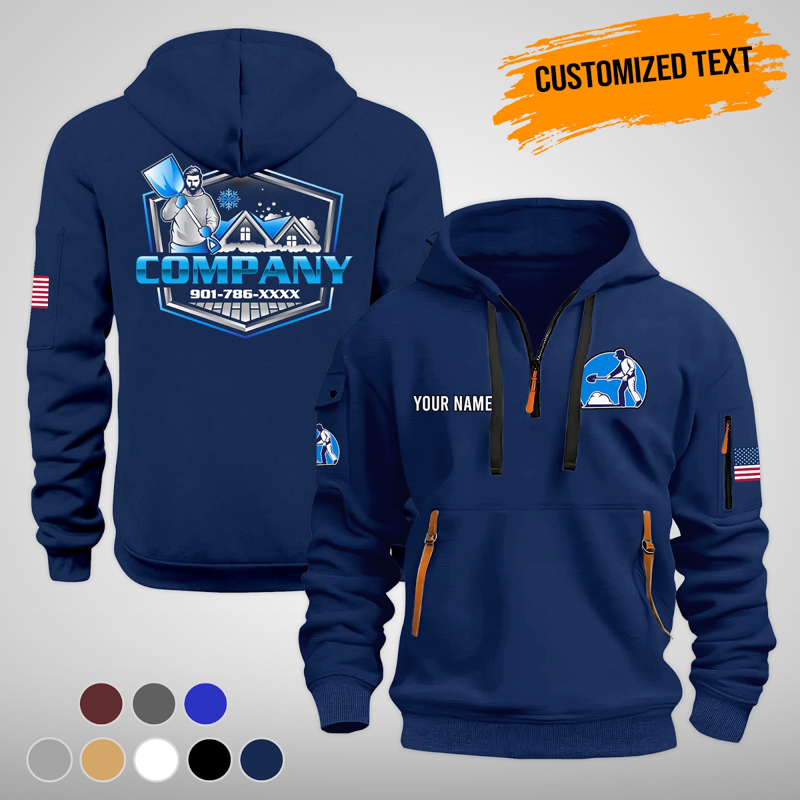 Custom Snow Removal 3D Quarter Zip Hoodie
