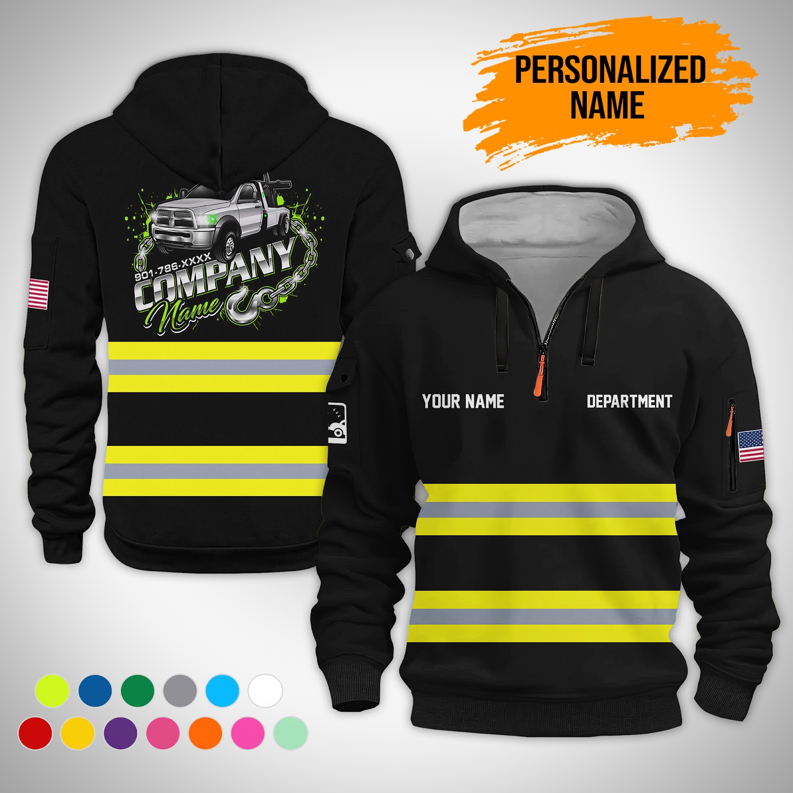 Custom Towing Truck 3D Quarter Zip Hoodie