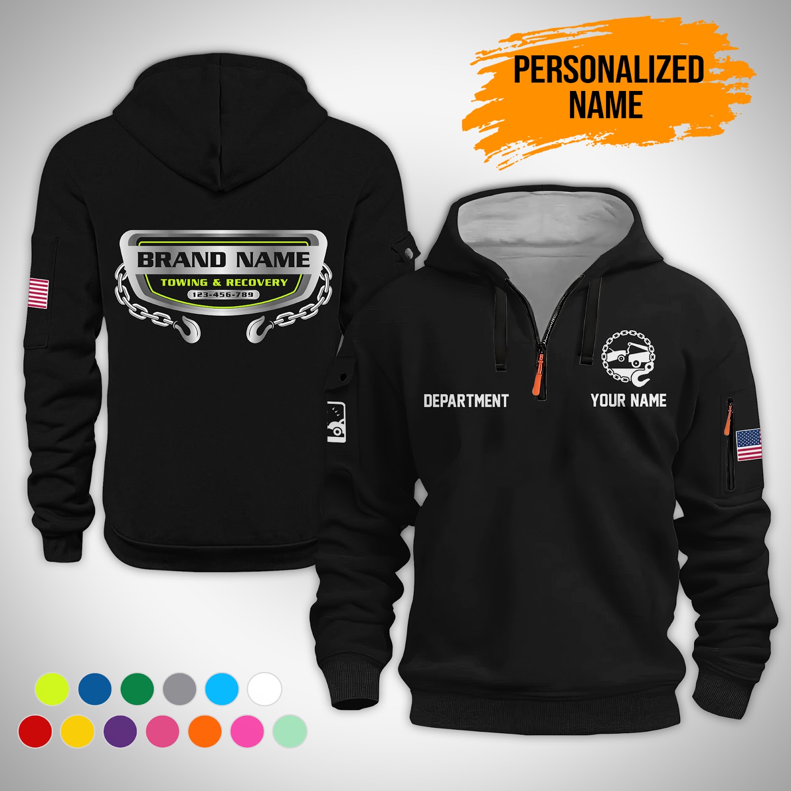 Custom Towing and Recovery 3D Quarter Zip Hoodie