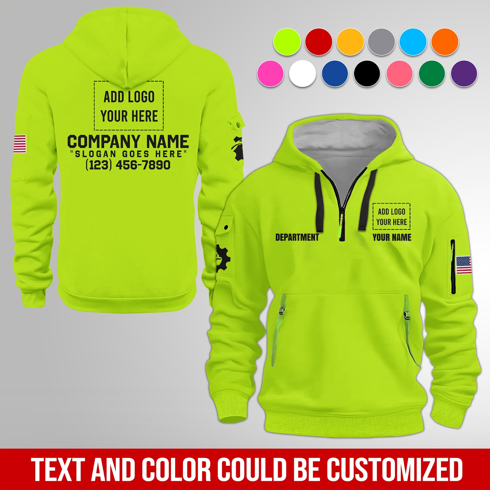 Heavy Equipment 3D Quarter Zip Hoodie