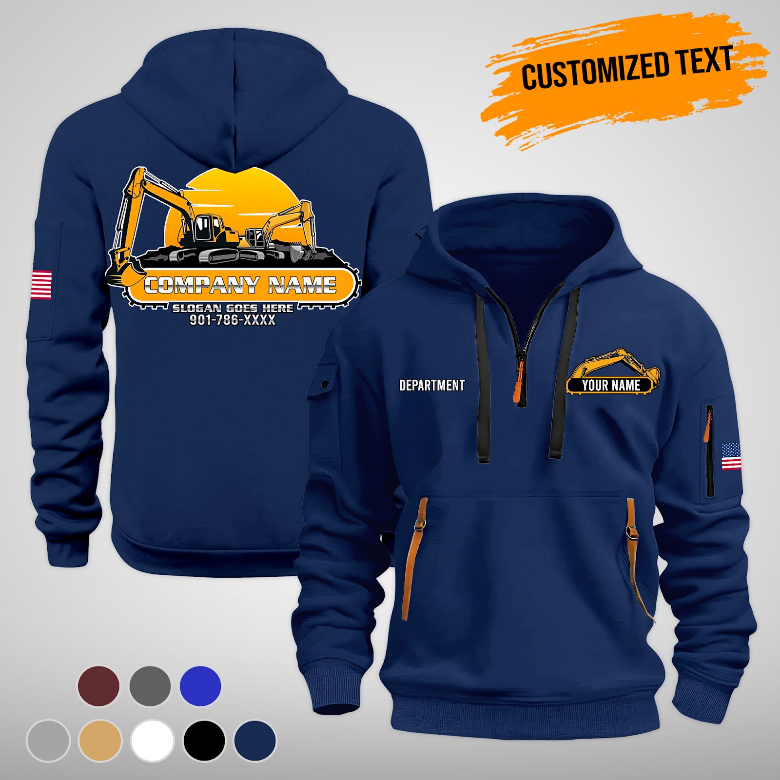 Custom Construction Quarter Zip Hoodie