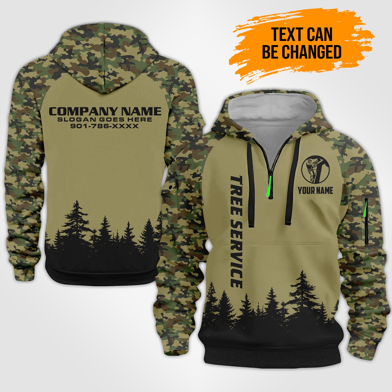 Custom Tree Service 3D Quarter Zip Hoodie