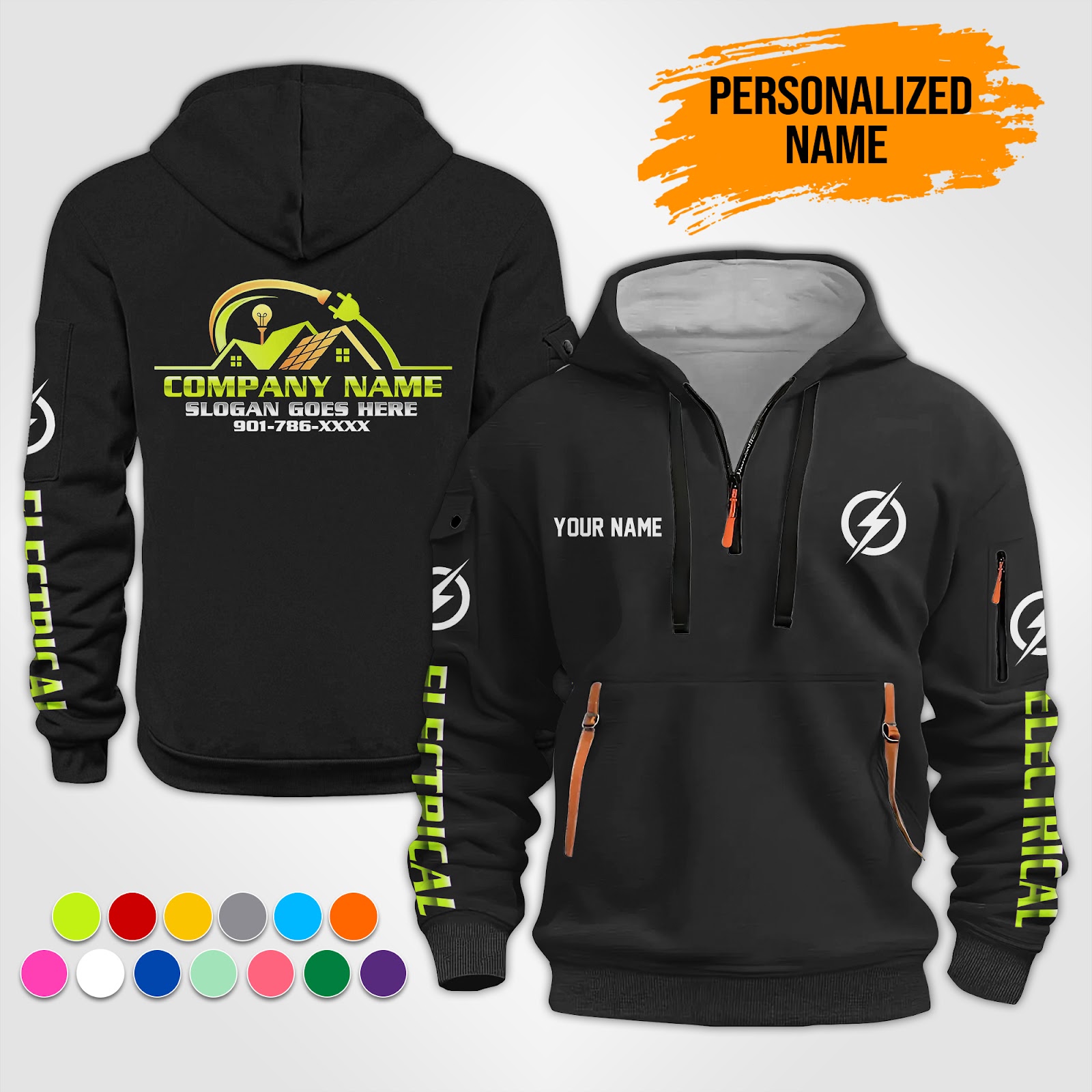 Custom Electrical Quarter Zip Hoodie