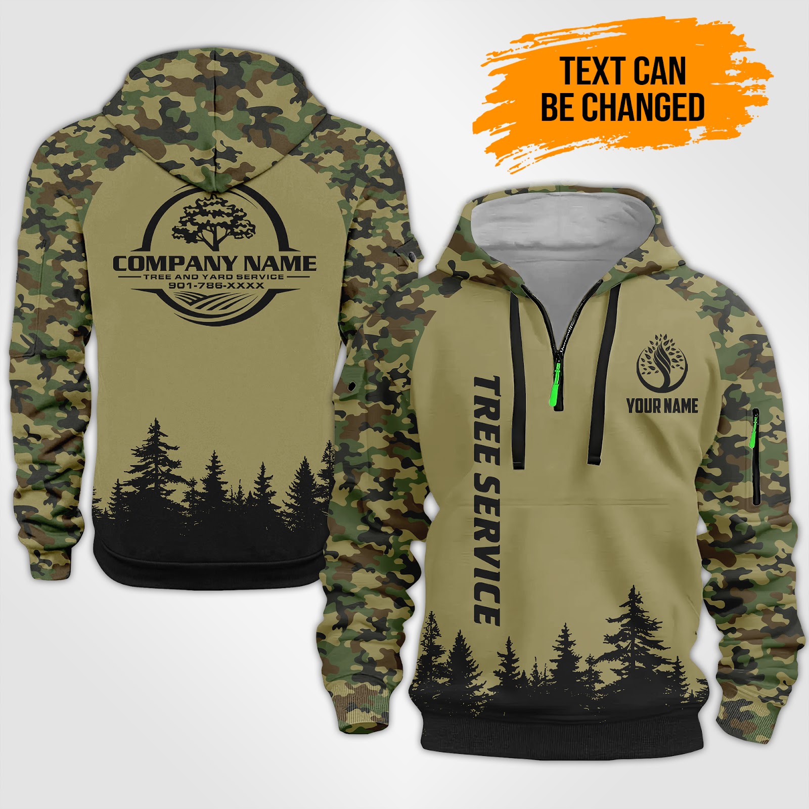 Custom Tree Service 3D Quarter Zip Hoodie
