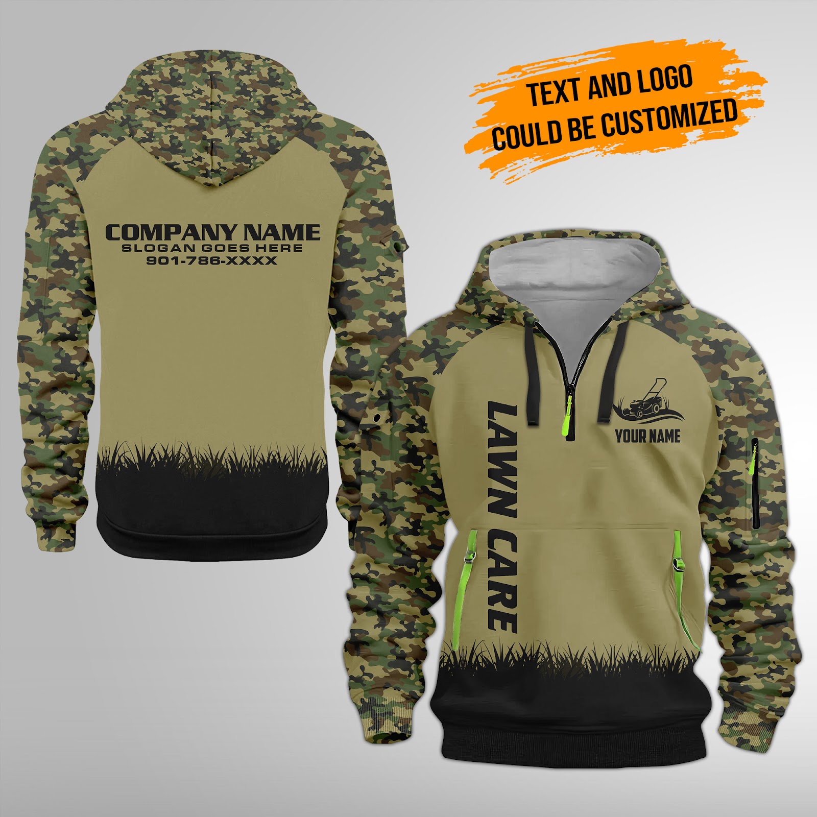 Custom Lawn Care 3D Quarter Zip Hoodie
