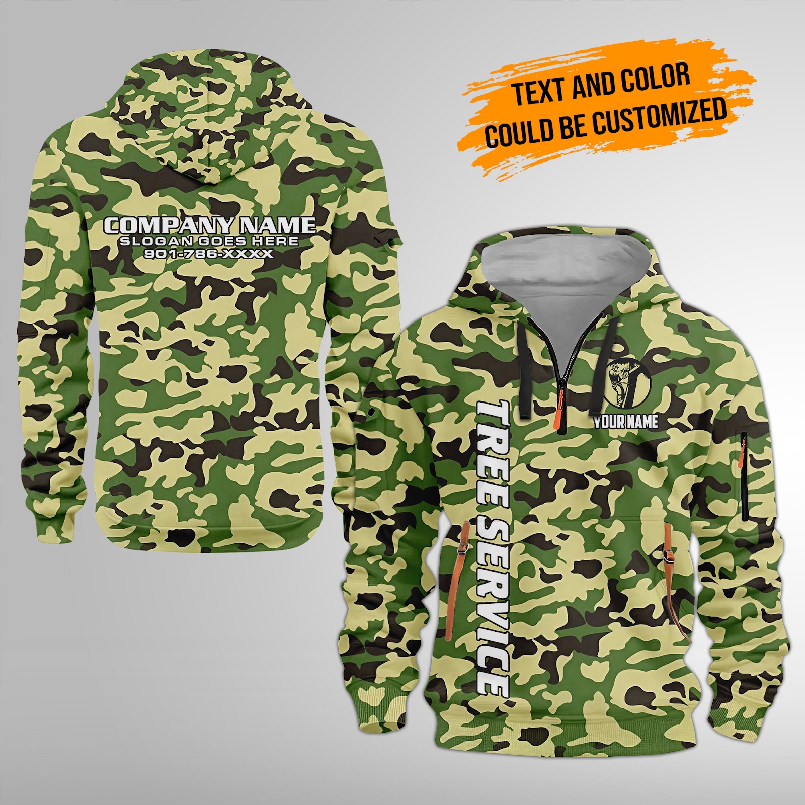 Custom Tree Service 3D Quarter Zip Hoodie