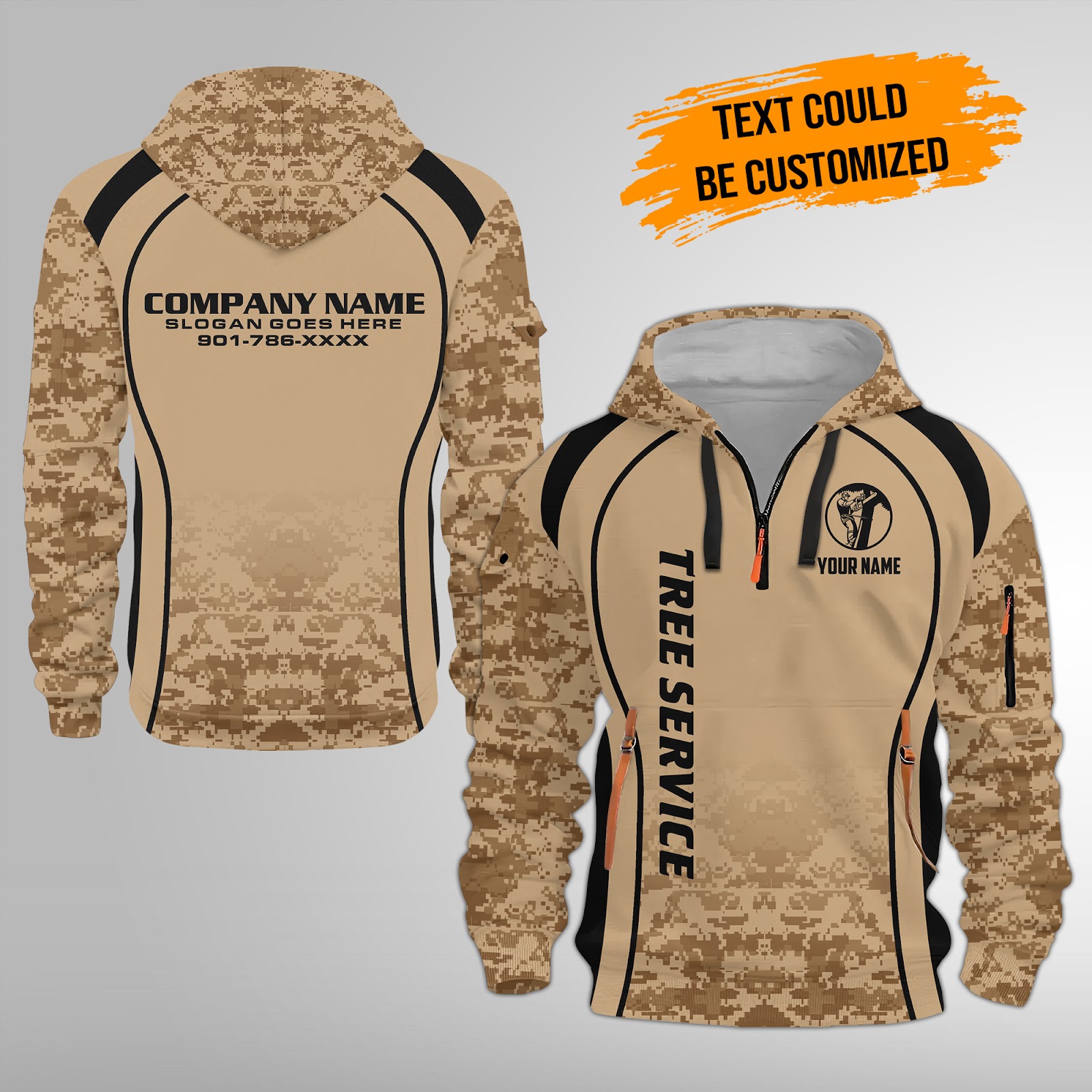 Custom Tree Service 3D Quarter Zip Hoodie