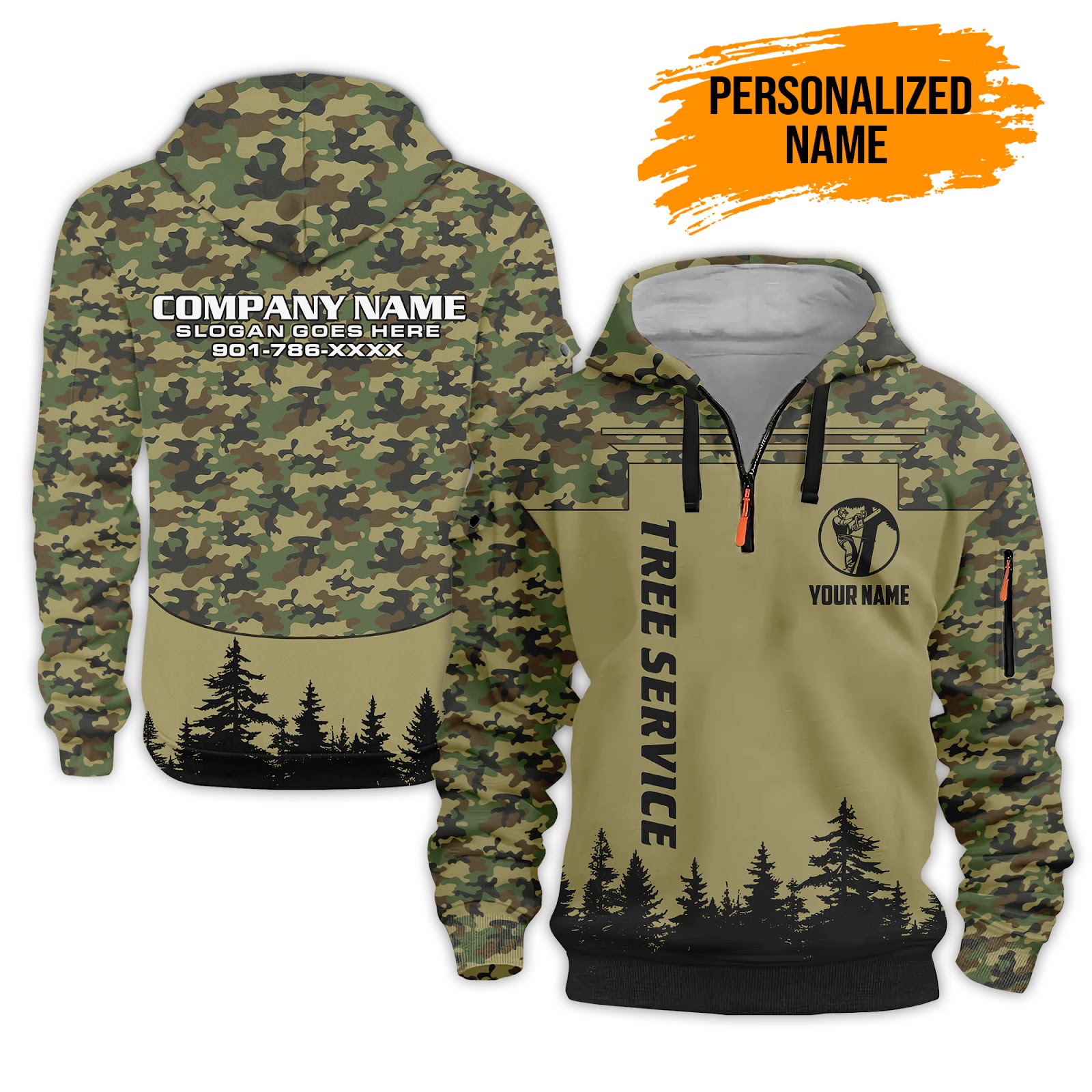 Custom Tree Service 3D Quarter Zip Hoodie