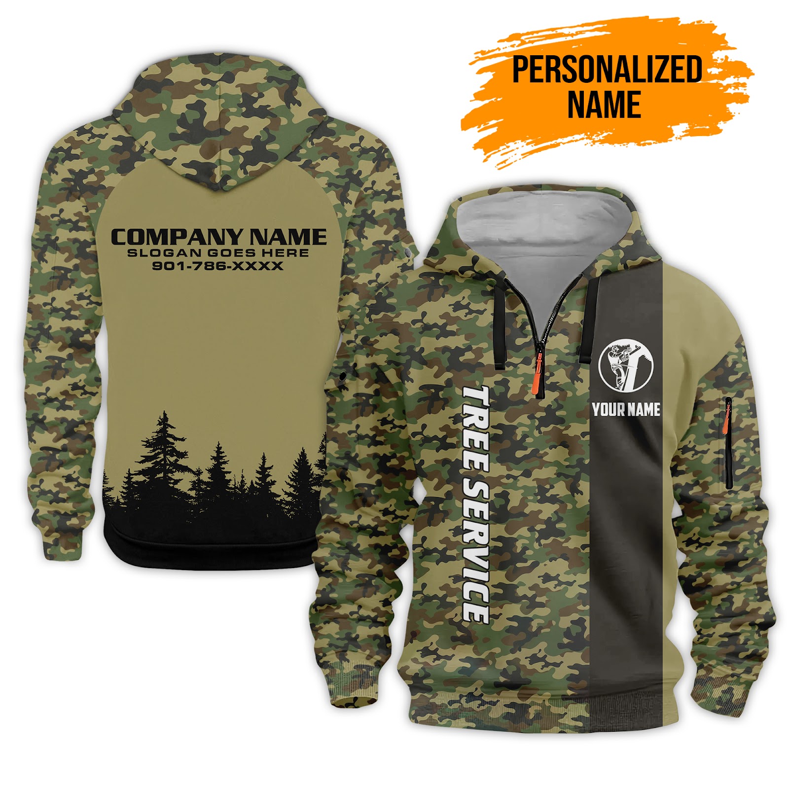 Custom Tree Service 3D Quarter Zip Hoodie