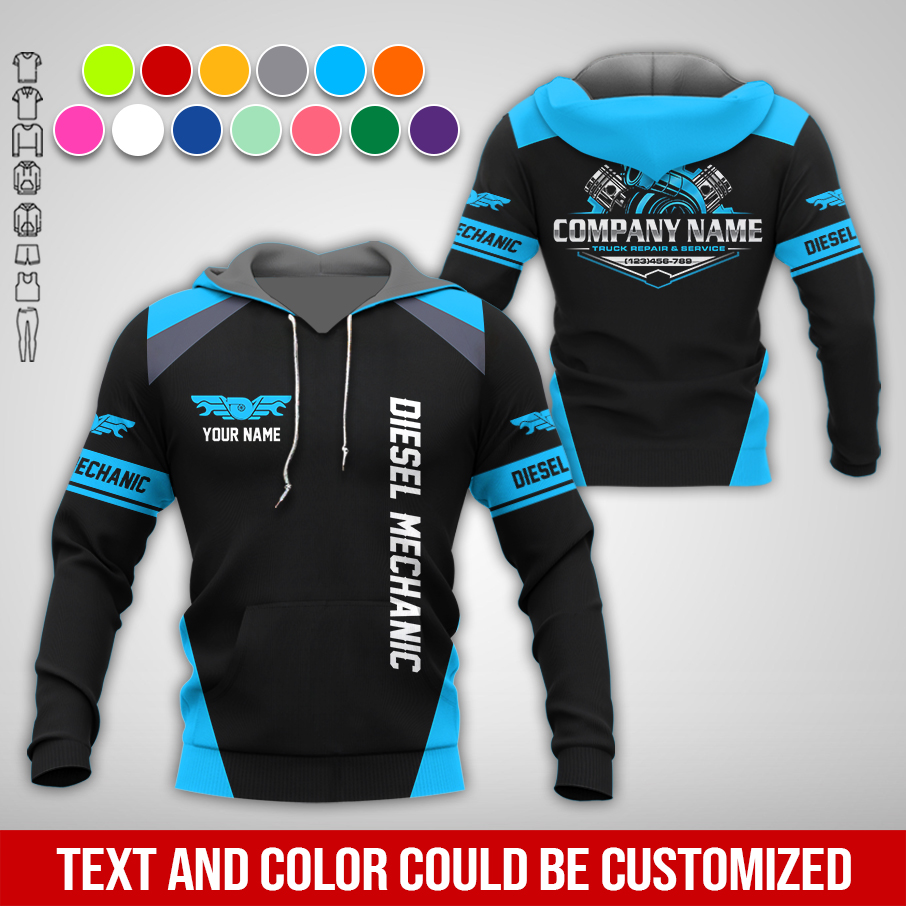 Custom Text and Diesel Mechanic Uniform 3D Hoodie - photo 41