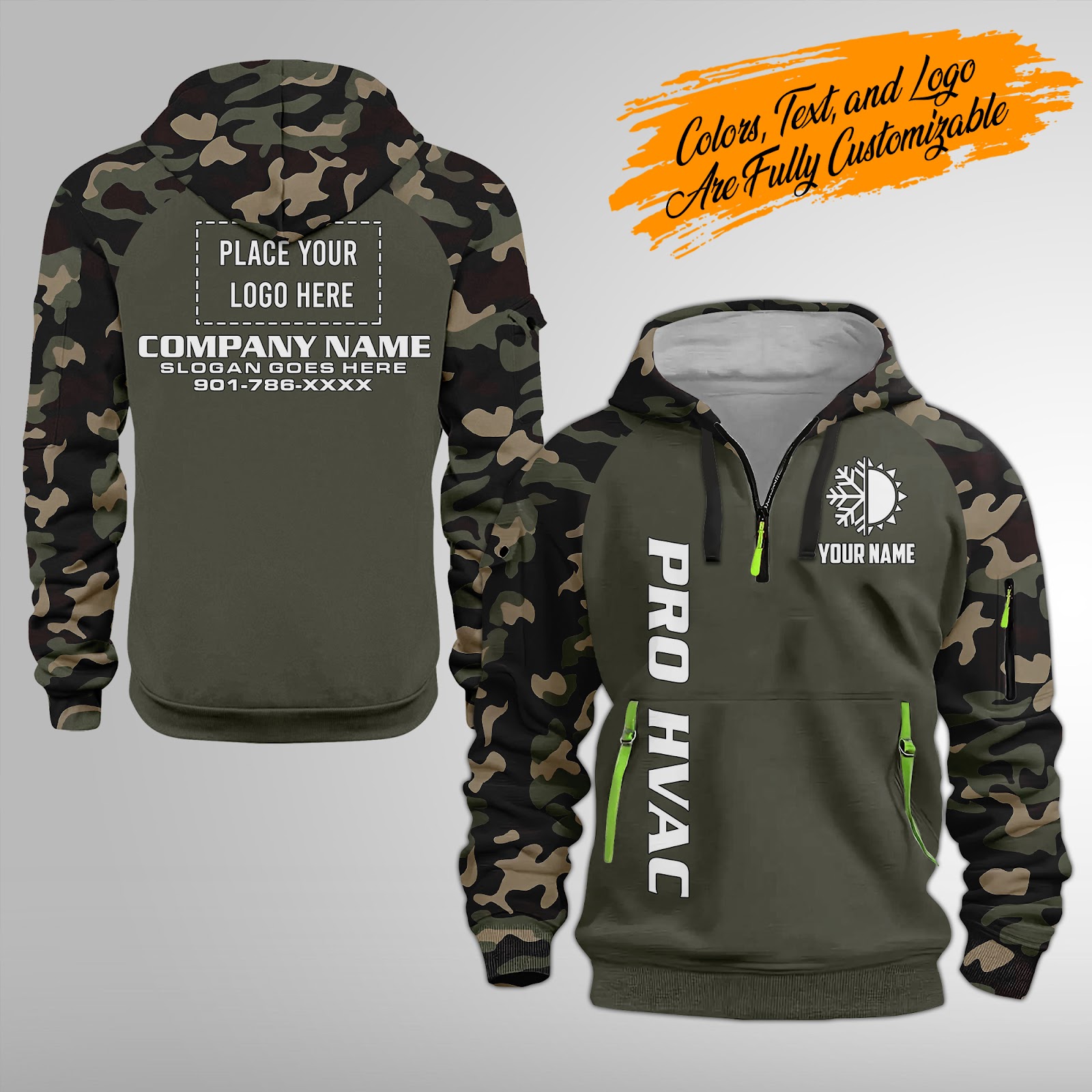 Custom HVAC 3D Quarter Zip Hoodie - photo 6