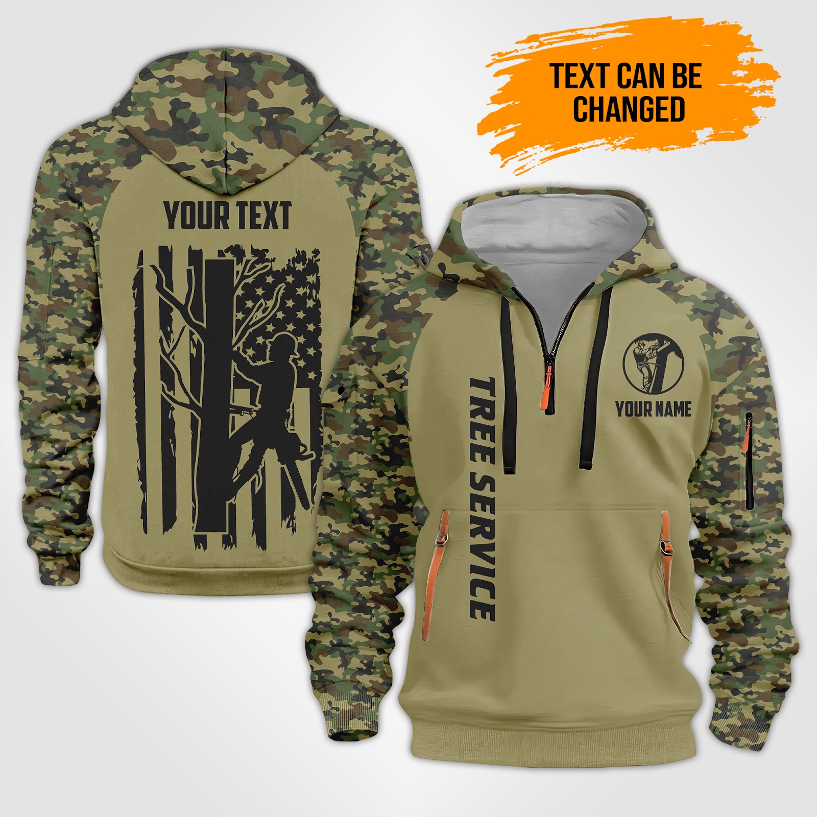 Custom Tree Service 3D Quarter Zip Hoodie