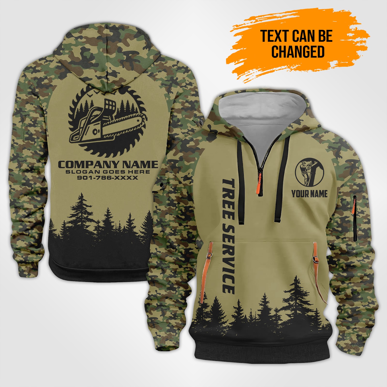 Custom Tree Service 3D Quarter Zip Hoodie