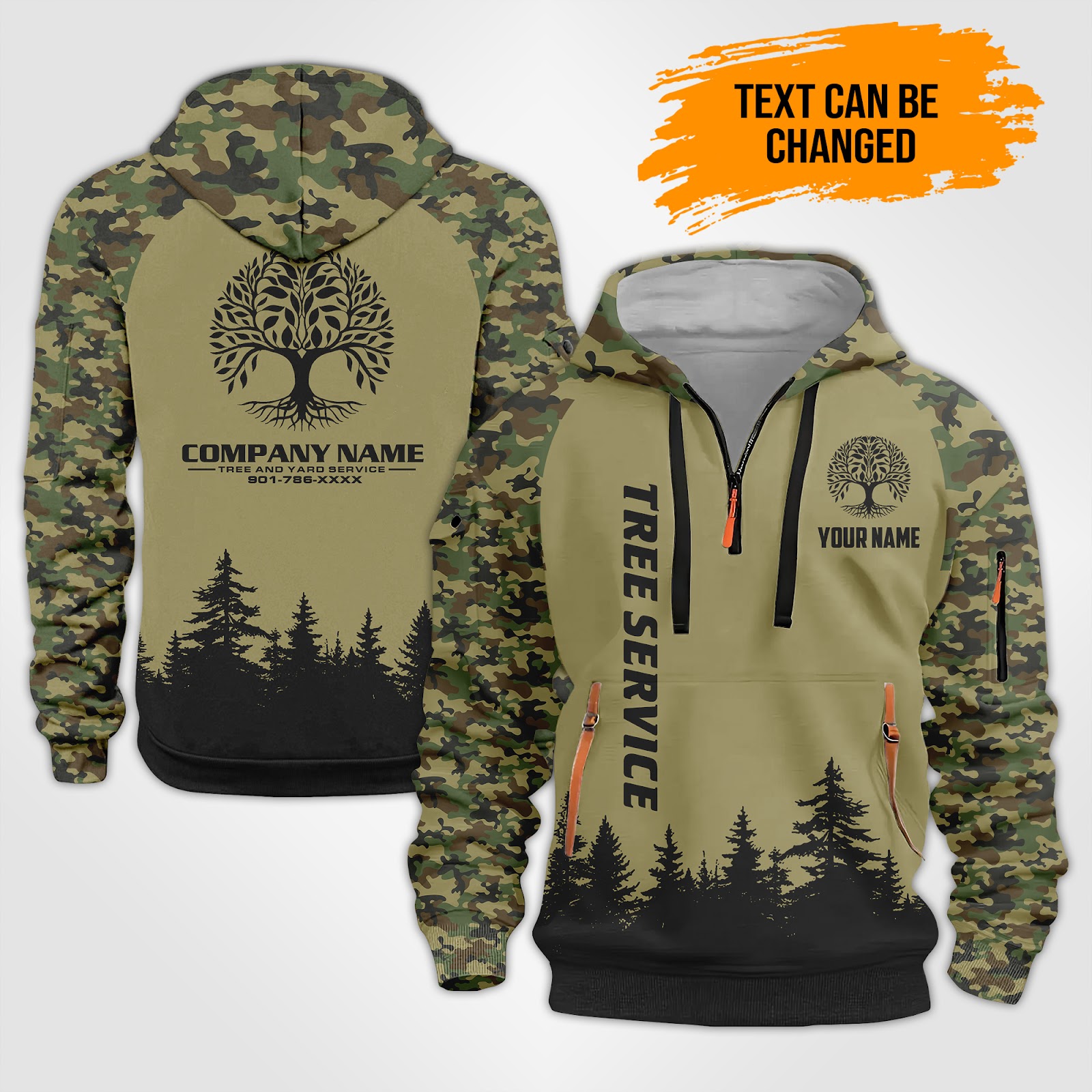 Custom Tree Service 3D Quarter Zip Hoodie