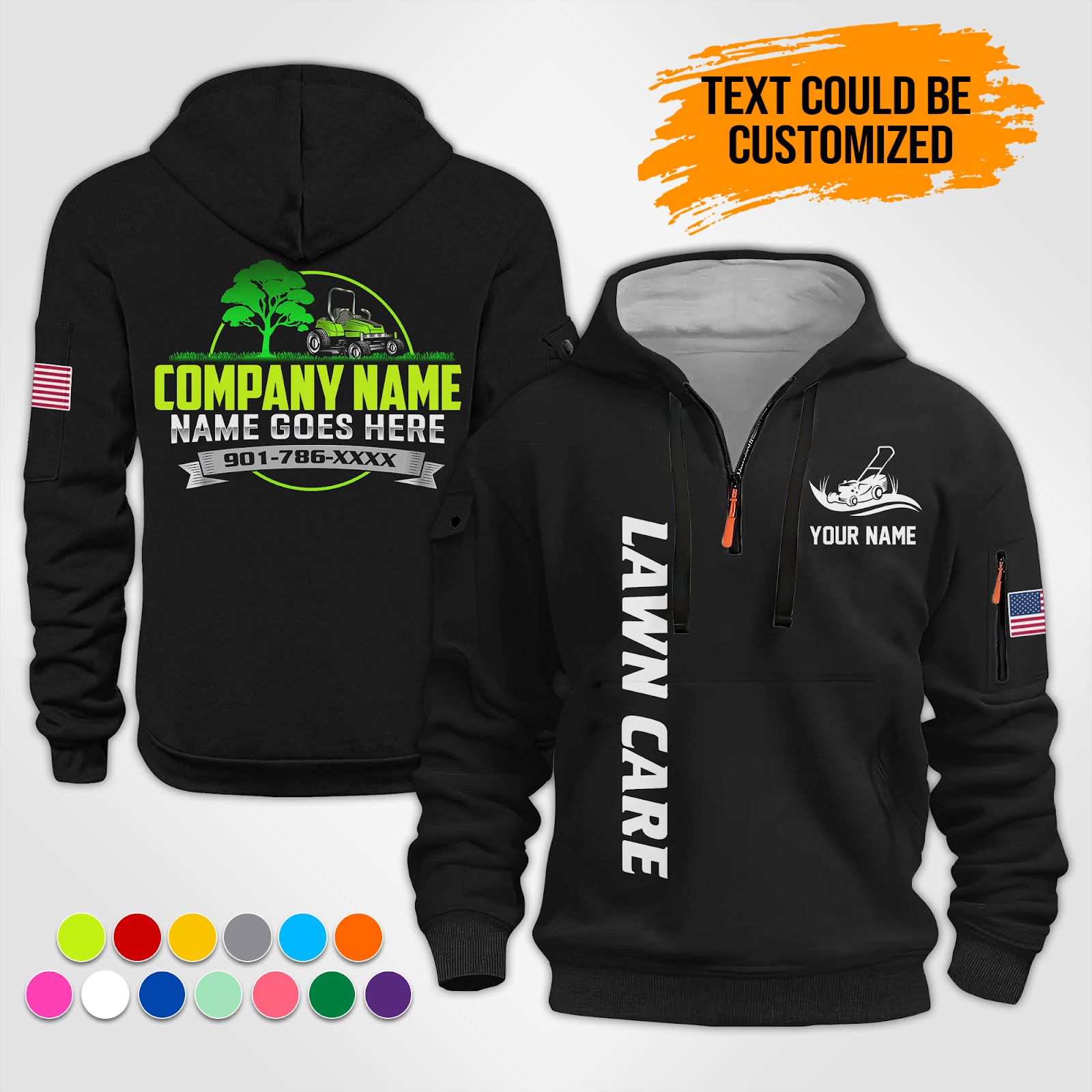 Custom Lawn Care Quarter Zip Hoodie