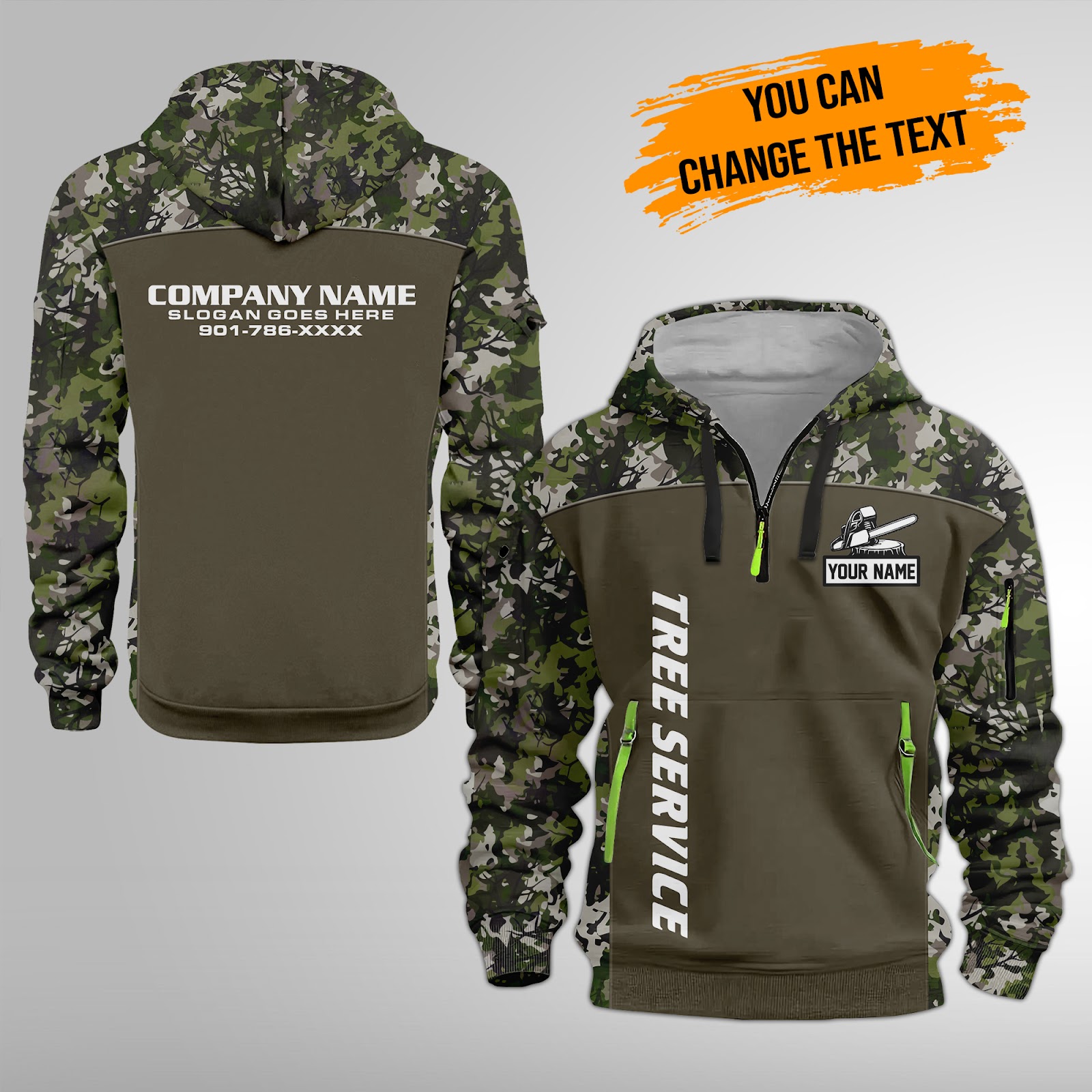 Custom Tree Service 3D Quarter Zip Hoodie