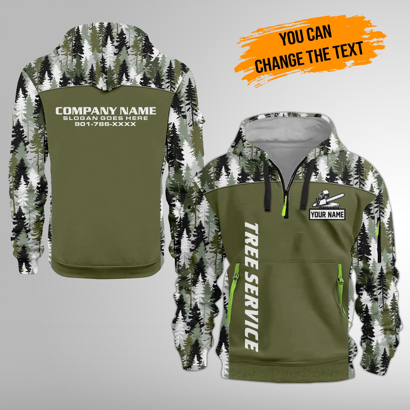 Custom Tree Service 3D Quarter Zip Hoodie