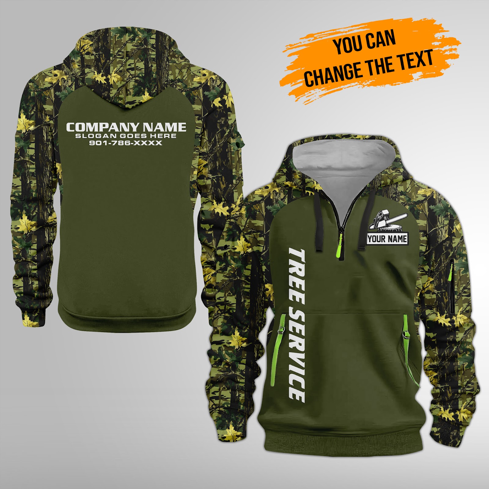 Custom Tree Service 3D Quarter Zip Hoodie