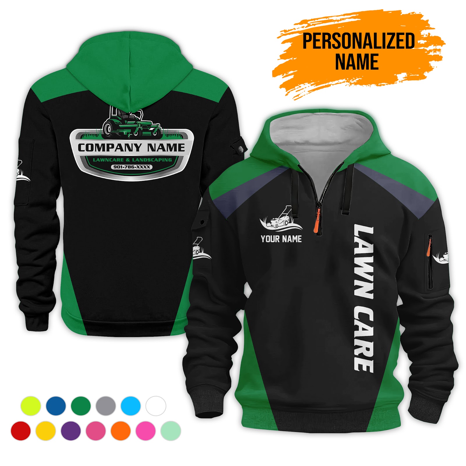 Custom Lawn Care 3D Quarter Zip Hoodie - photo 12