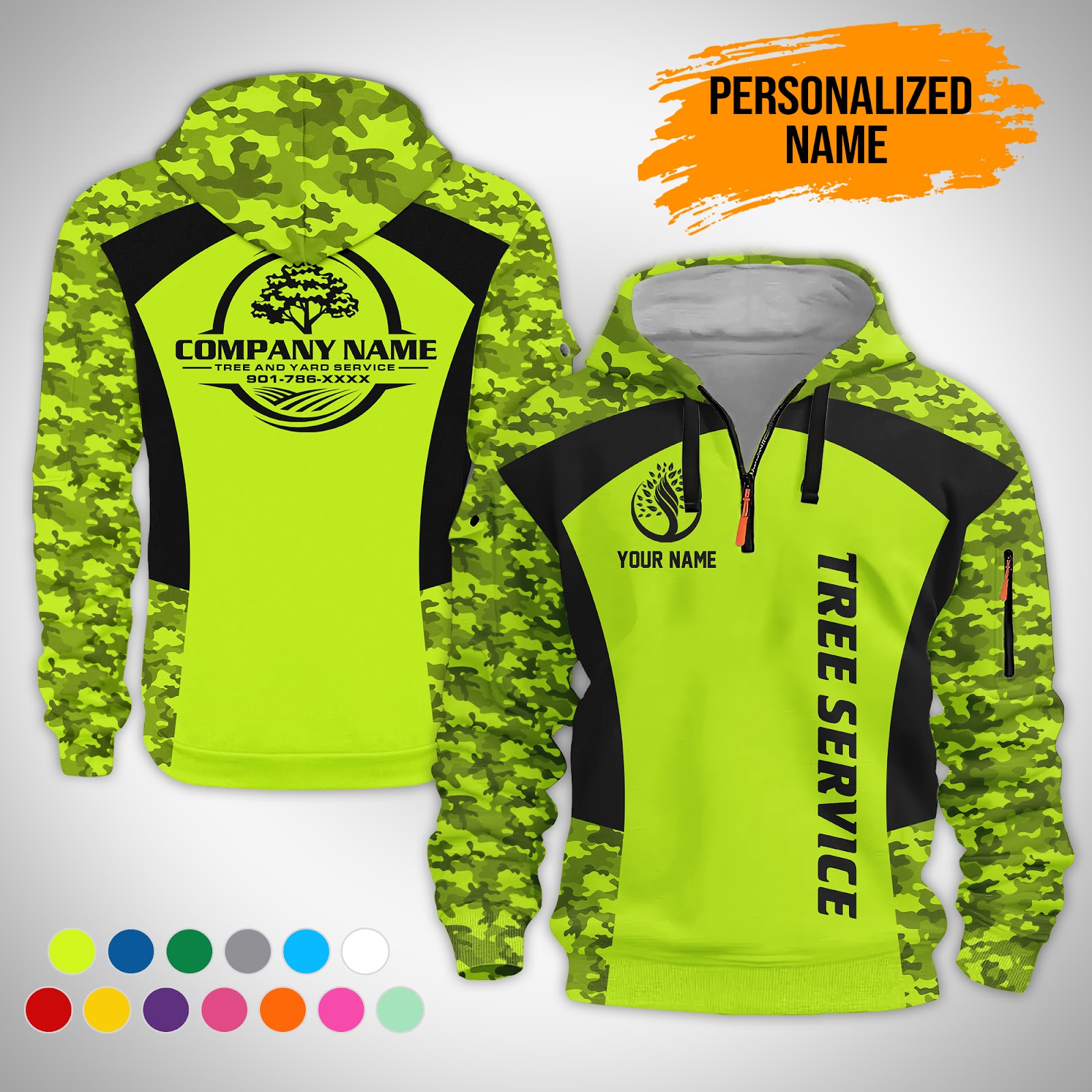 Custom Tree Service Quarter Zip Hoodie
