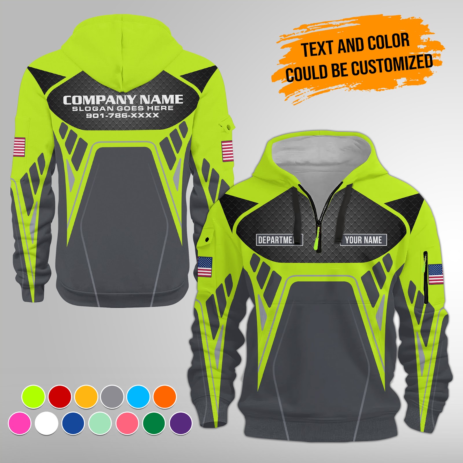 Custom Text and Logo Uniform Workwear 3D Quarter