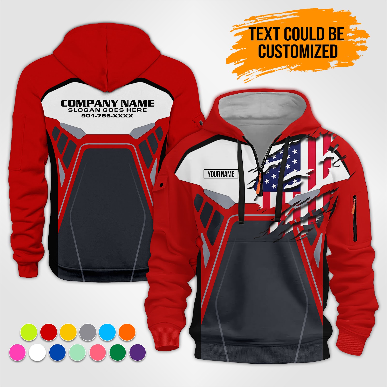 Custom Workwear Style Quarter Zip Hoodie - photo 2