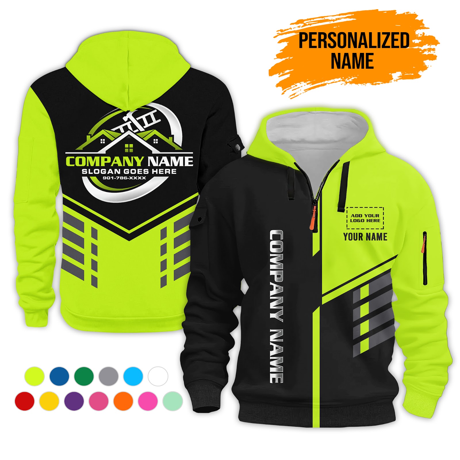 Custom Construction Company 3D Quarter Zip Hoodie