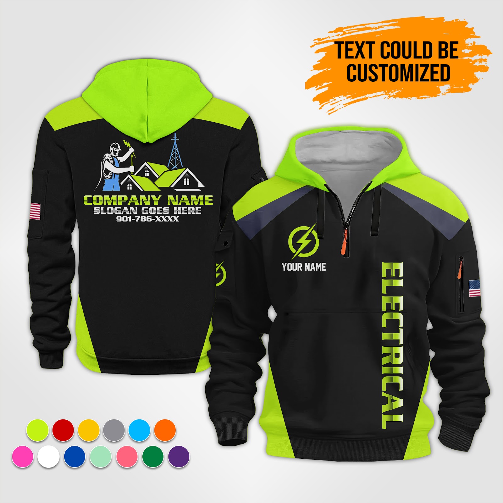 Custom Electrical 3D Quarter Zip Hoodie