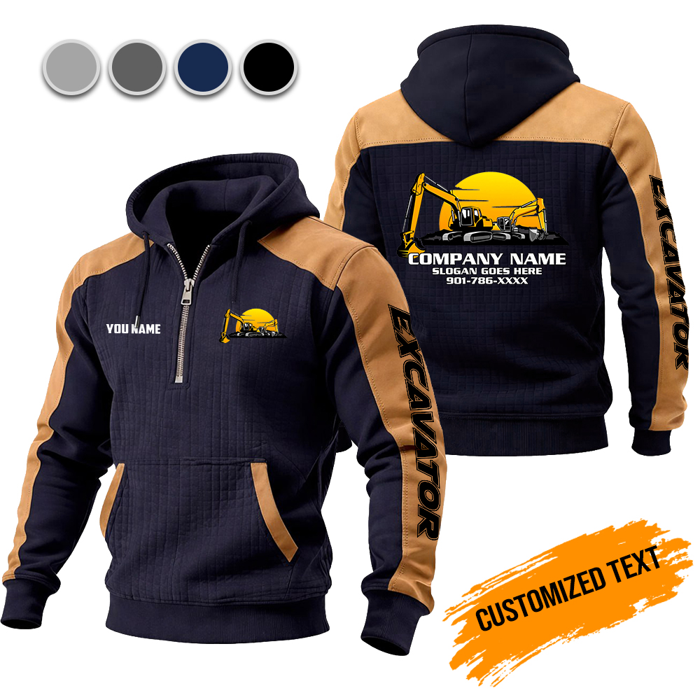 Love Heavy Equipment Checkered Zipper Hoodie