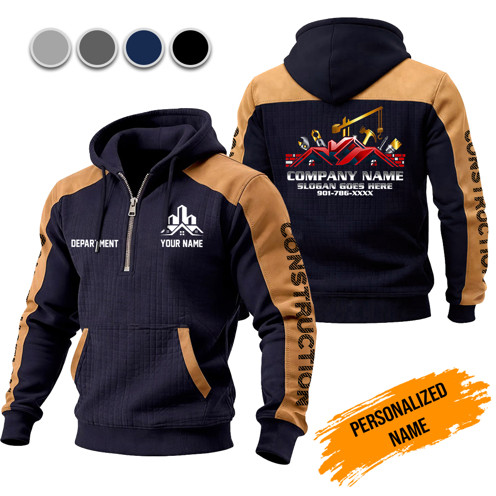 Custom Home Construction Checkered Zipper Hoodie
