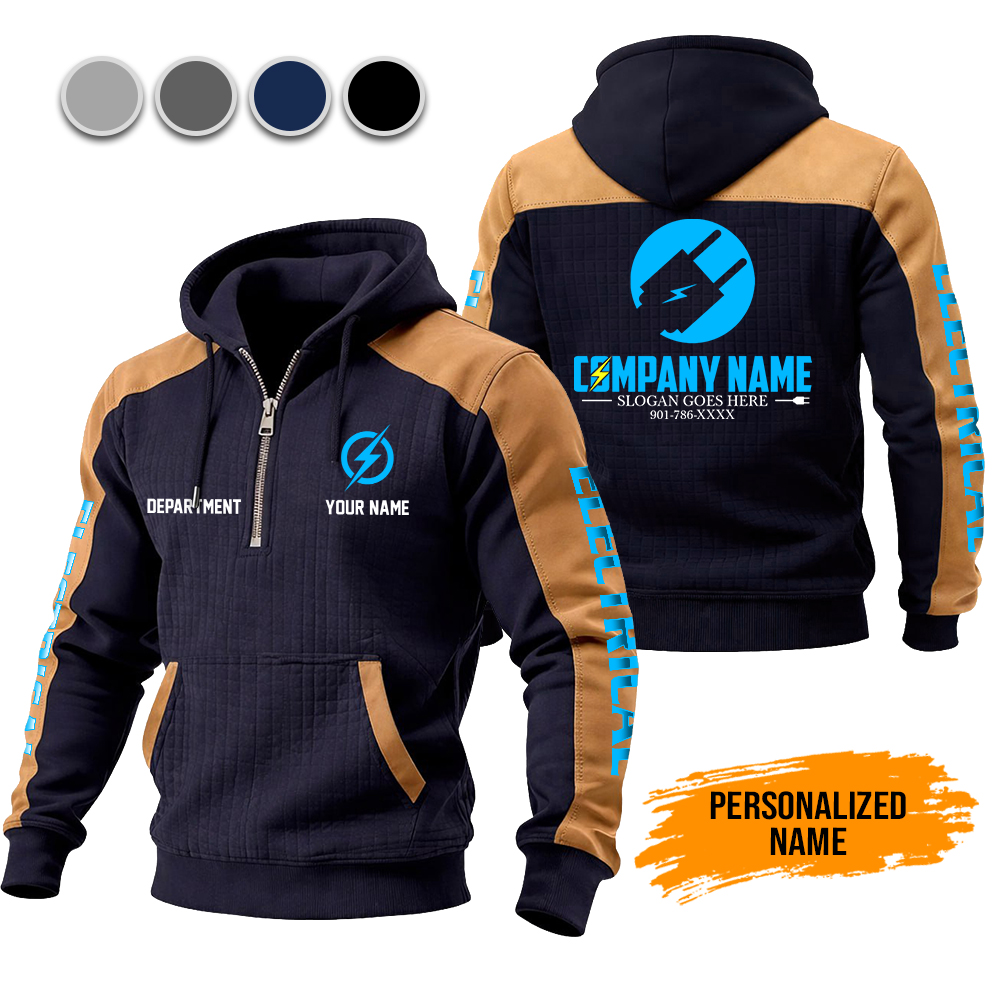 Custom Electrical Checkered Zipper Hoodie