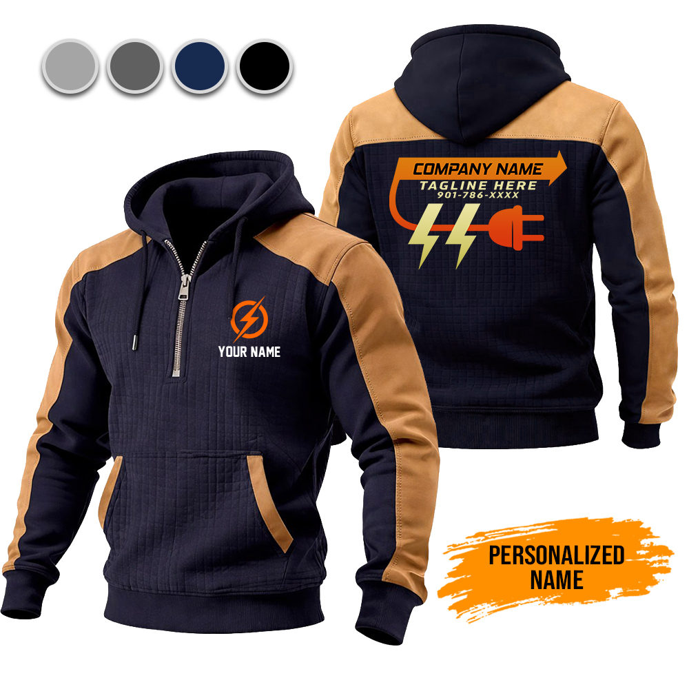 Custom Electrical Checkered Zipper Hoodie