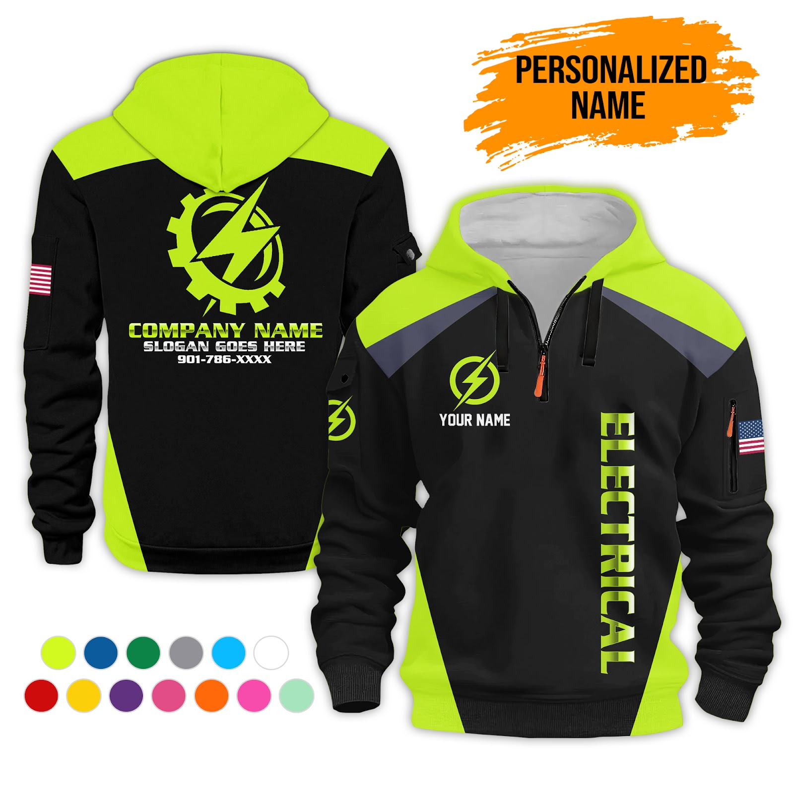 Custom Electrical 3D Quarter Zip Hoodie