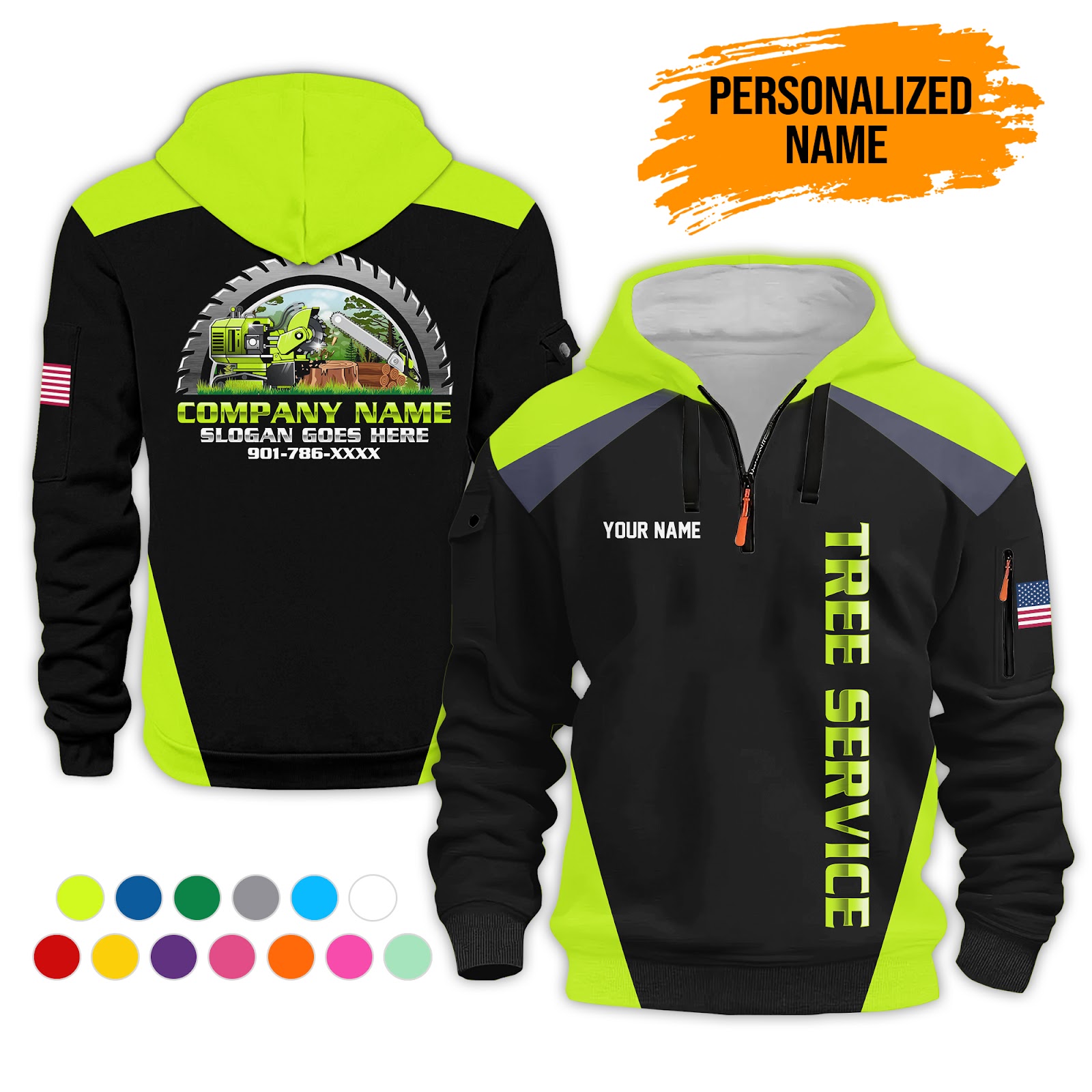 Custom Tree Service 3D Quarter Zip Hoodie