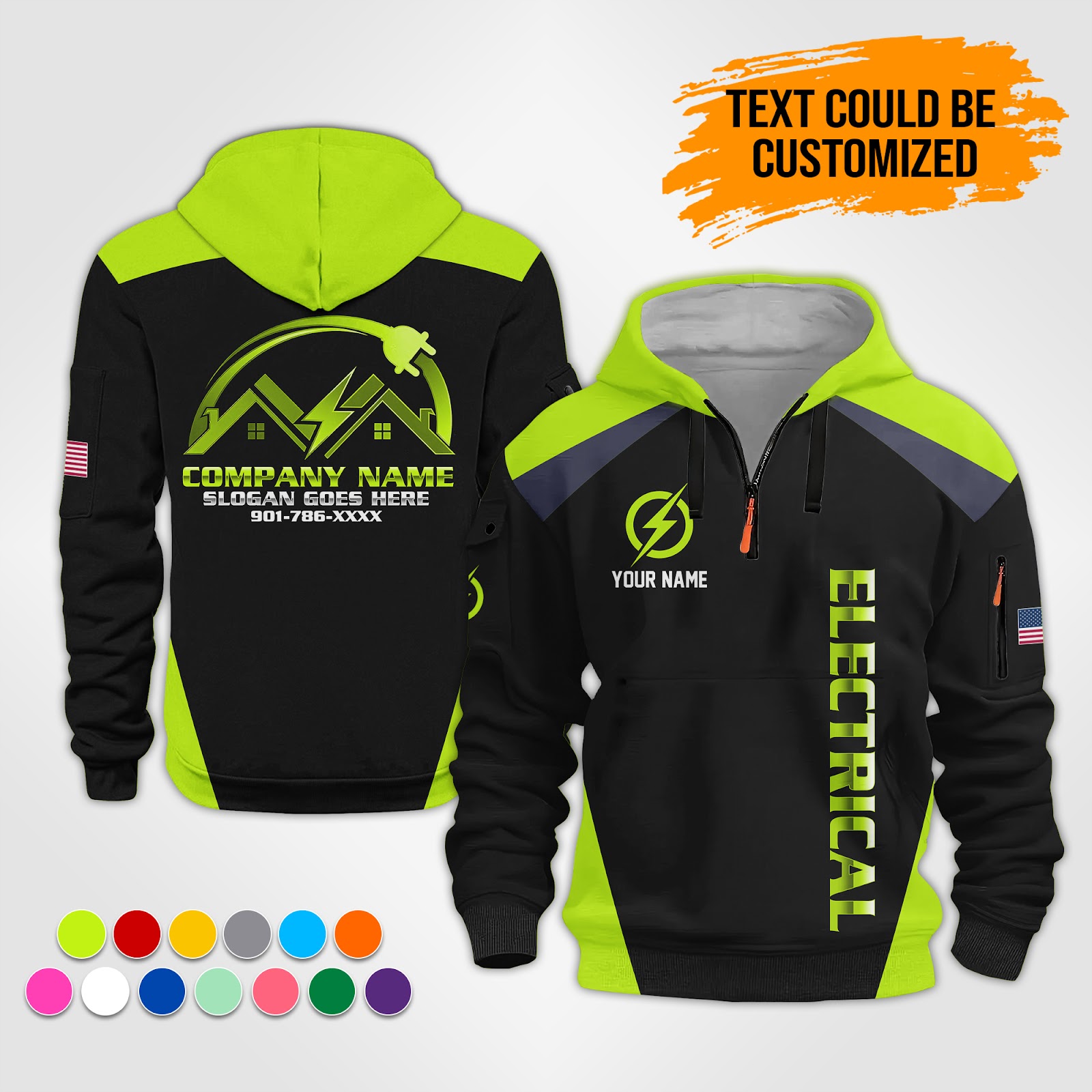 Custom Electrical 3D Quarter Zip Hoodie
