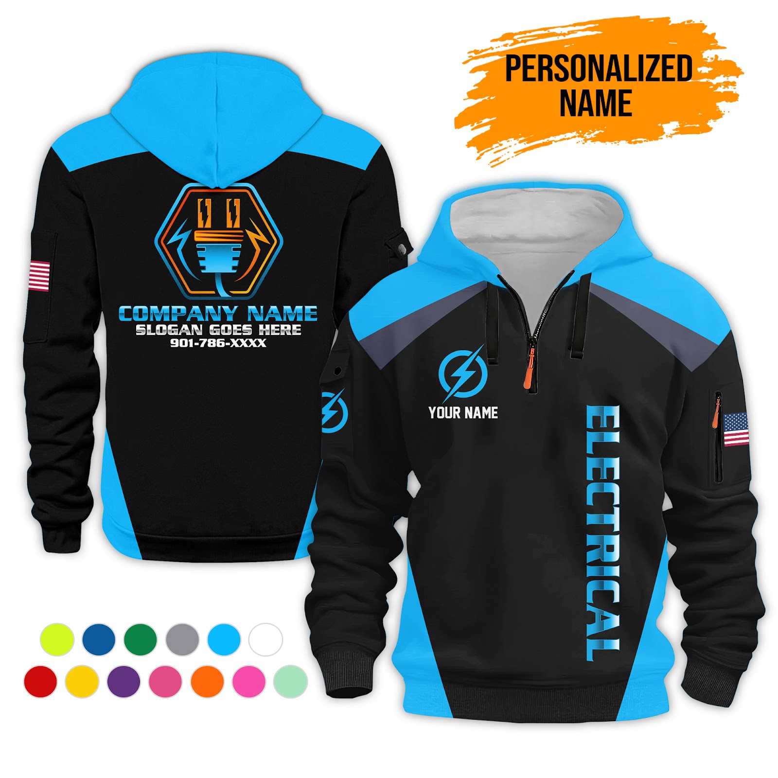 Custom Electrical 3D Quarter Zip Hoodie - photo 5