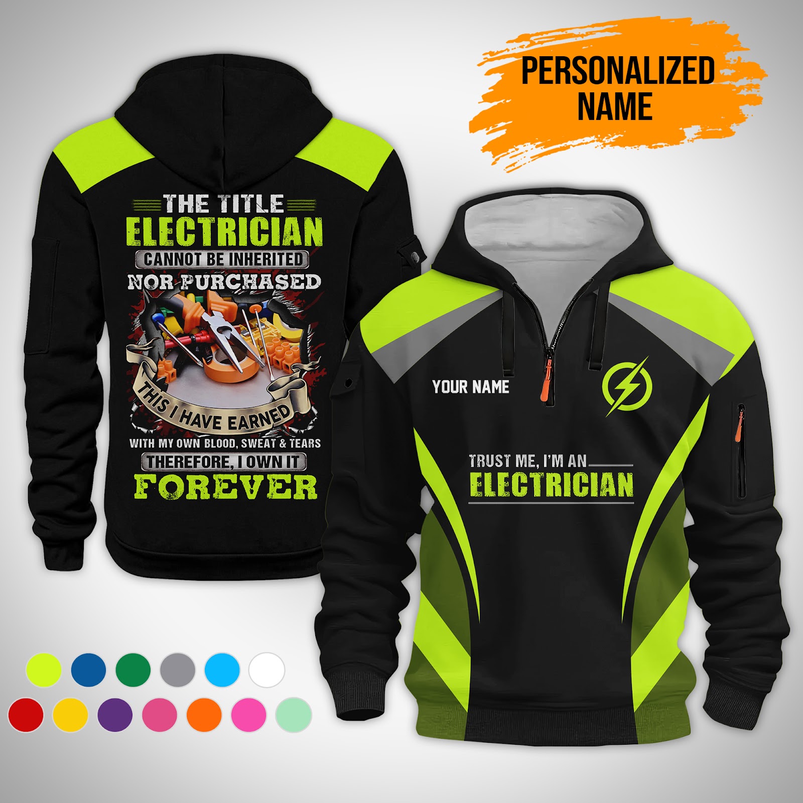 Custom Electrical 3D Quarter Zip Hoodie