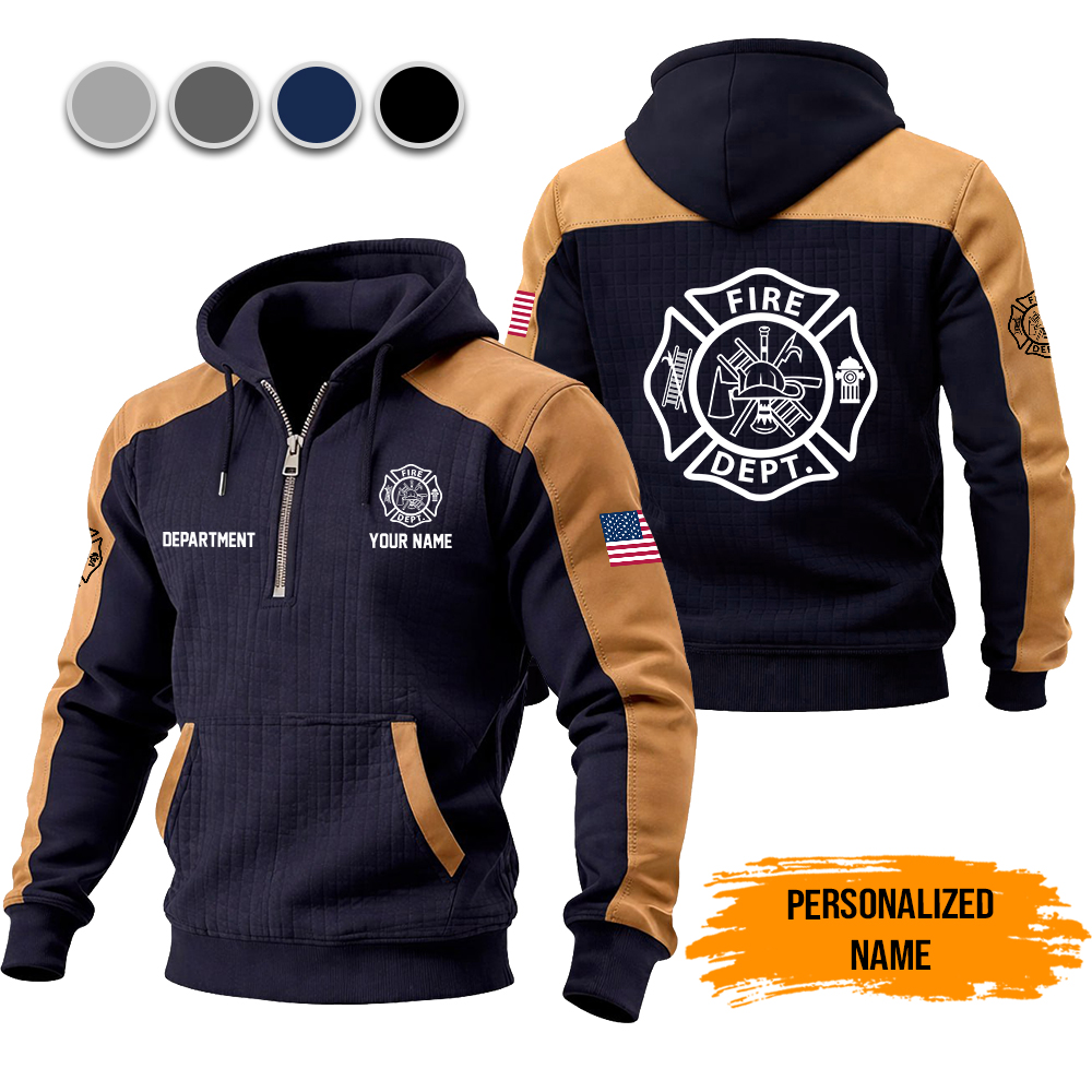 Custom Love Firefighter Checkered Zipper Hoodie