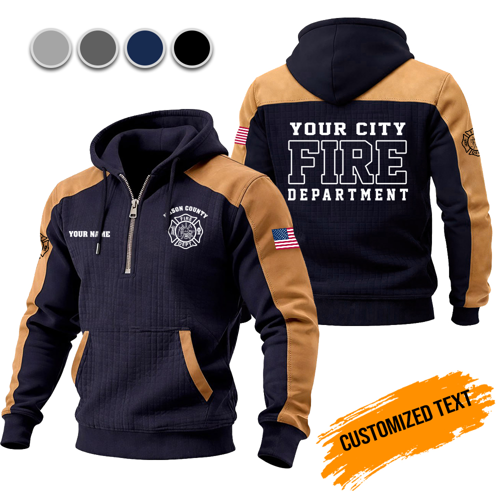 Custom Love Firefighter Checkered Zipper Hoodie