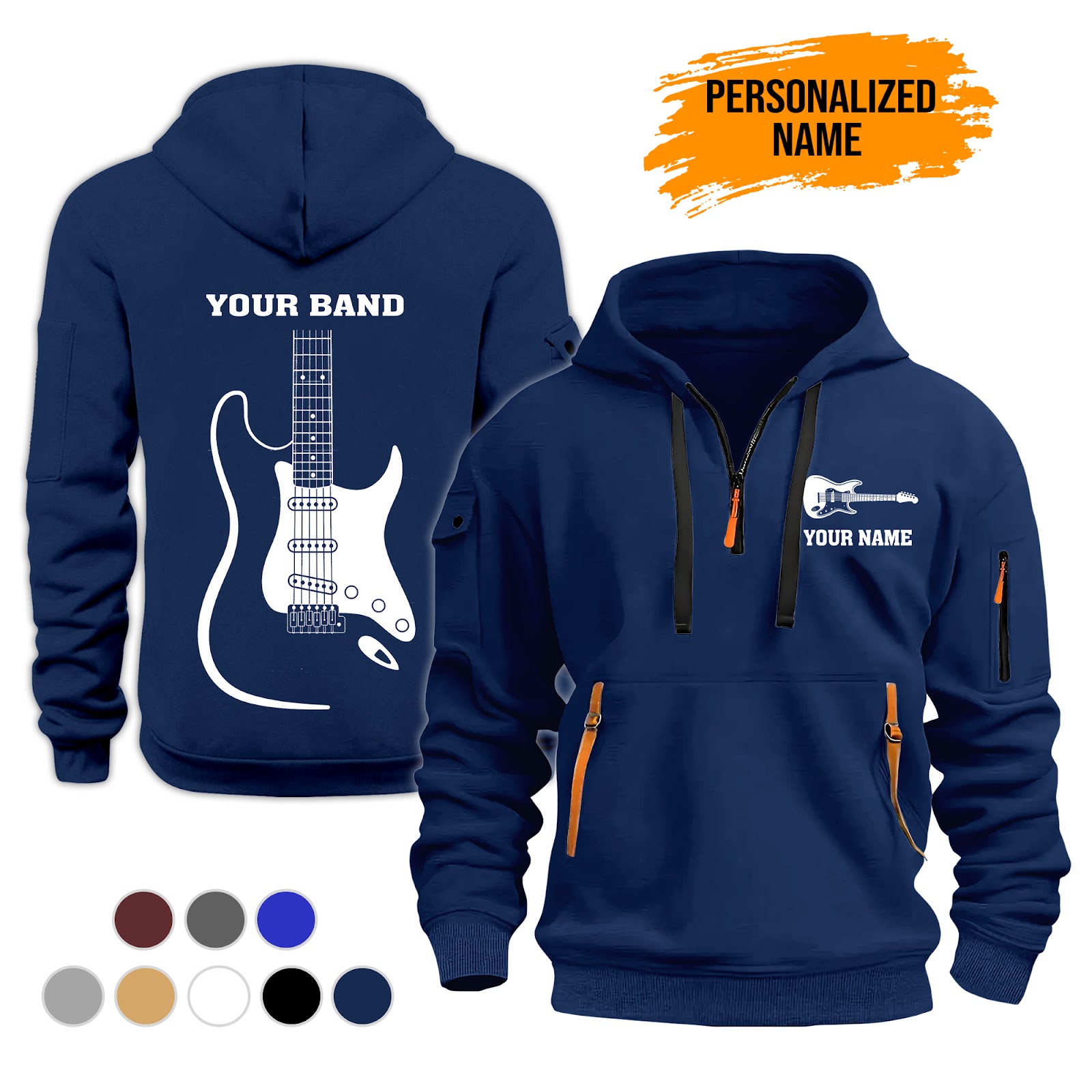Custom Electric Guitar 3D Quarter Zip Hoodie
