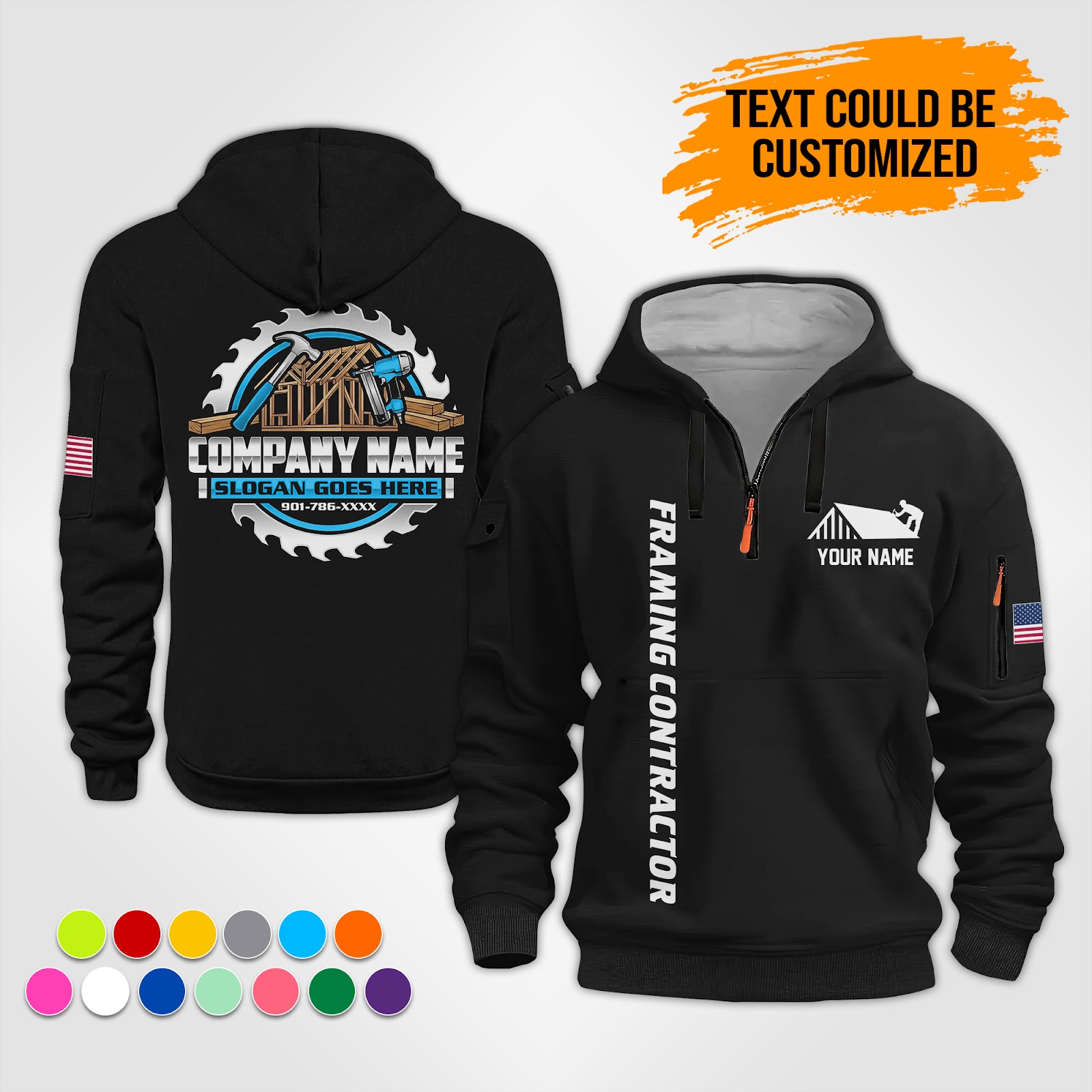 6034043-personalized-name-framing-contractor-best-uniform-2d-quarter-zip-hoodie-op799-5.jpg Custom Framing Contractor Best Uniform 2D Quarter - photo 5