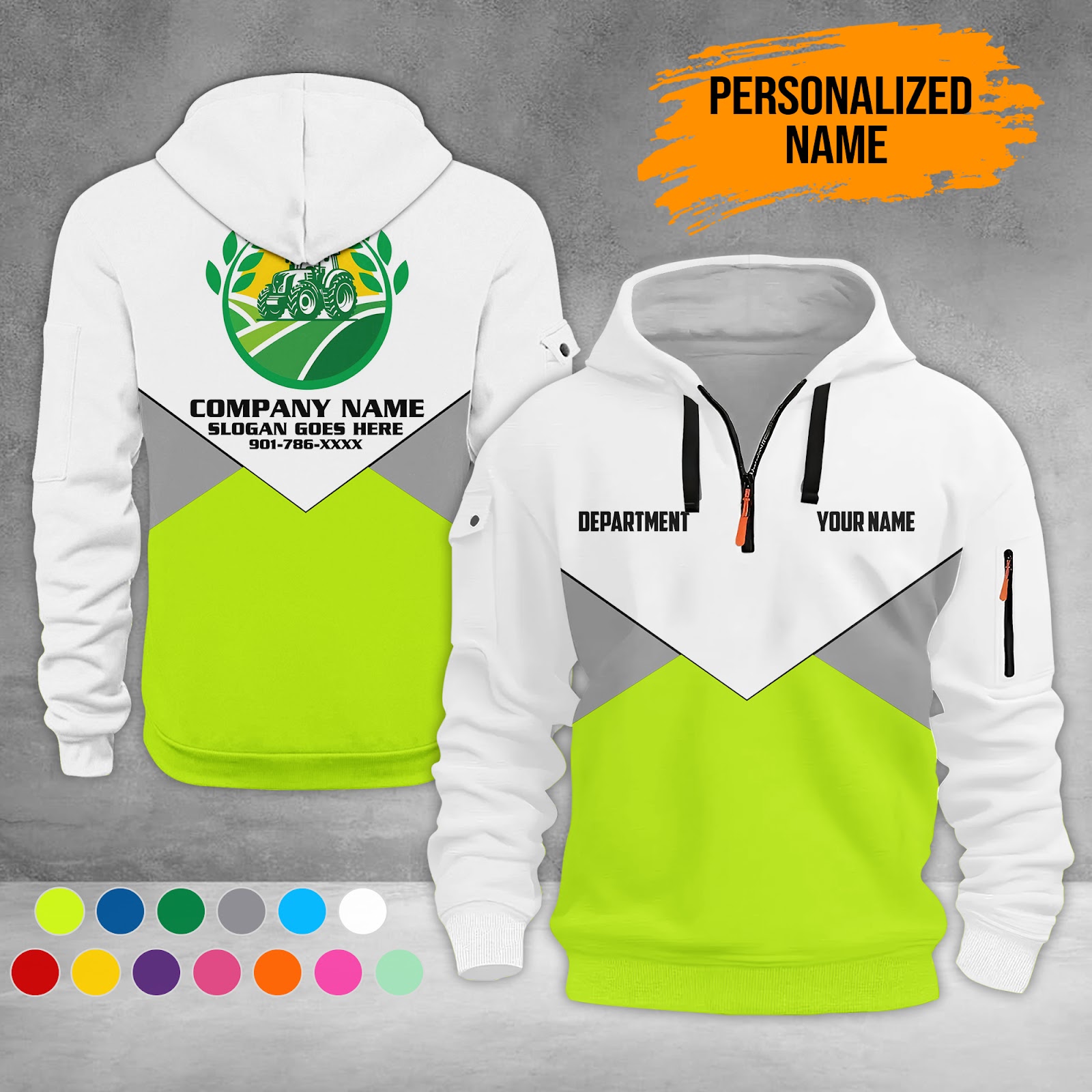 Custom Farm Company 3D Printed Quarter Zip Hoodie