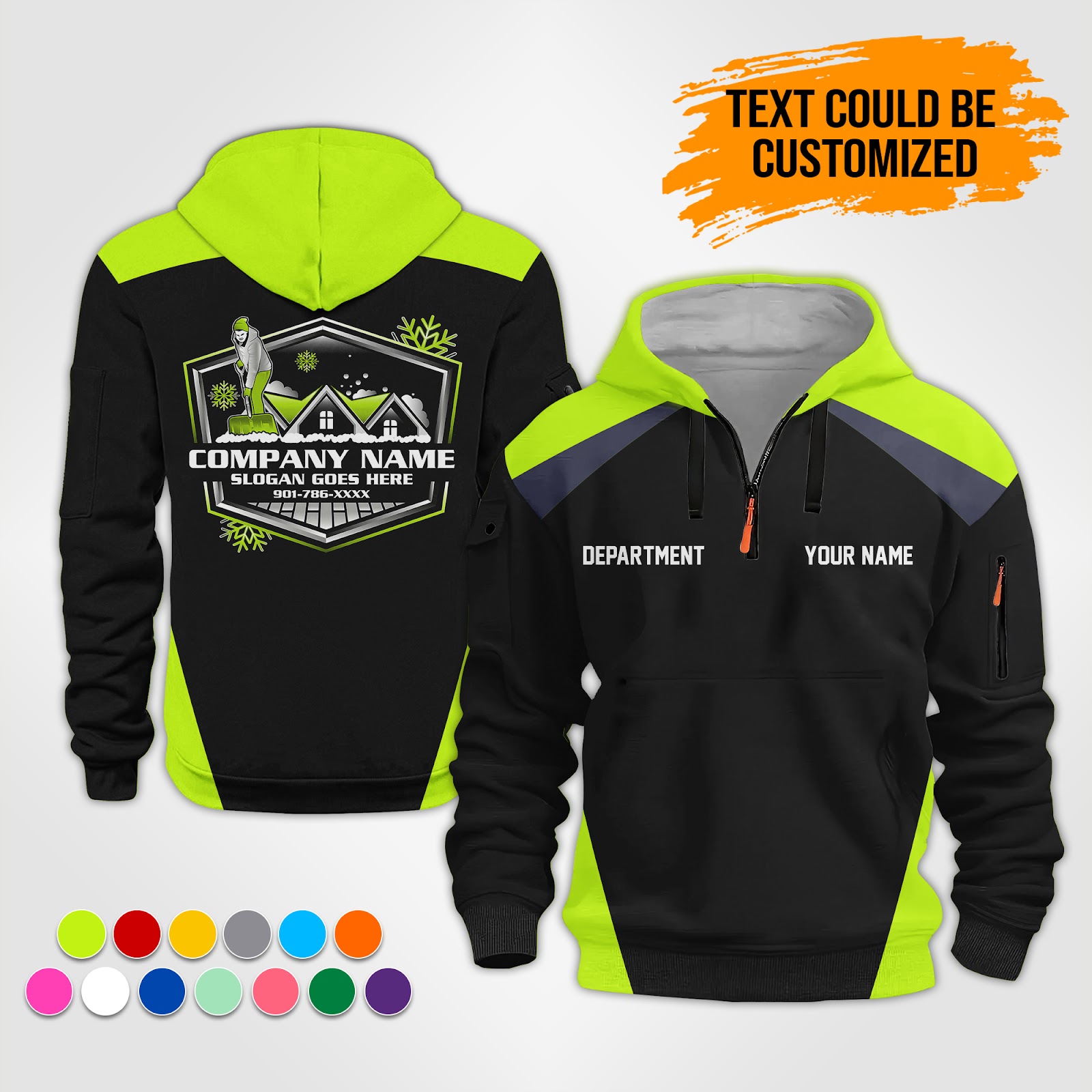 Custom Snow Removal 3D Printed Quarter Zip Hoodie