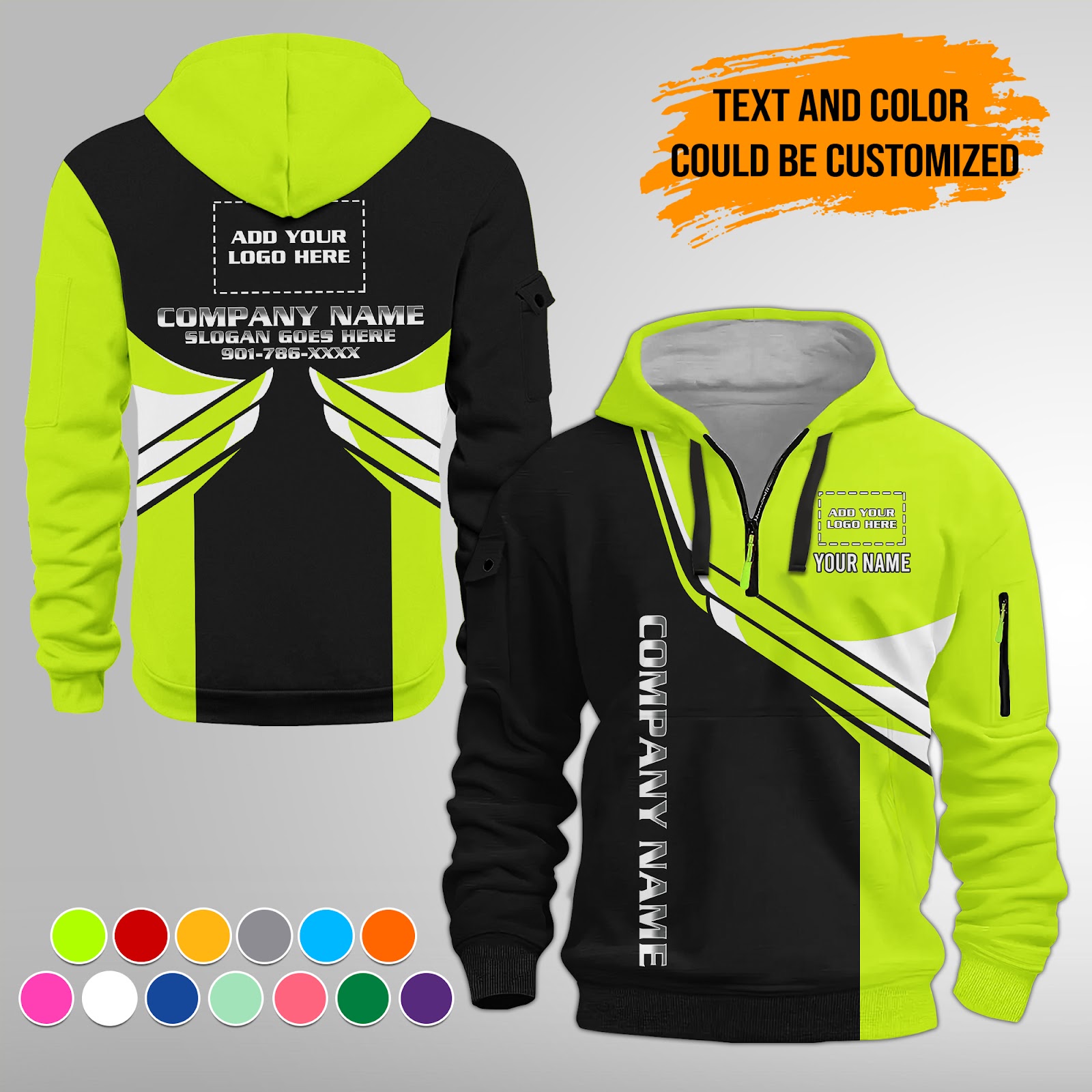 Custom Uniform 3D Quarter Zip Hoodie
