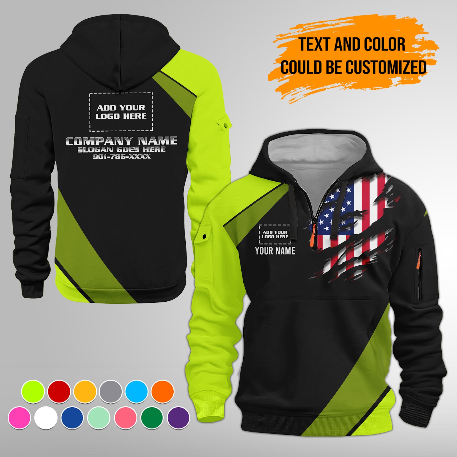 Custom Uniform 3D Quarter Zip Hoodie