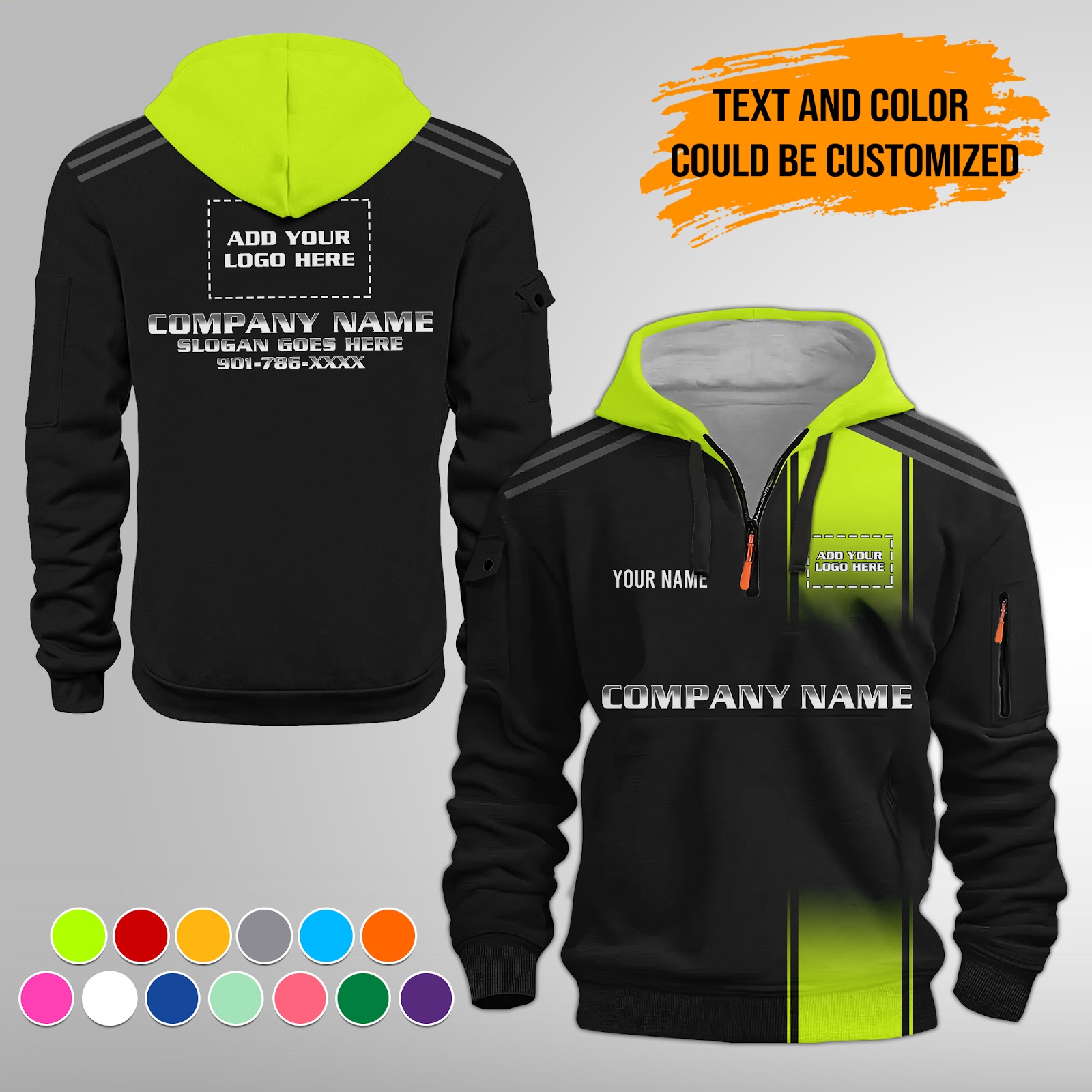 Custom Uniform 3D Quarter Zip Hoodie