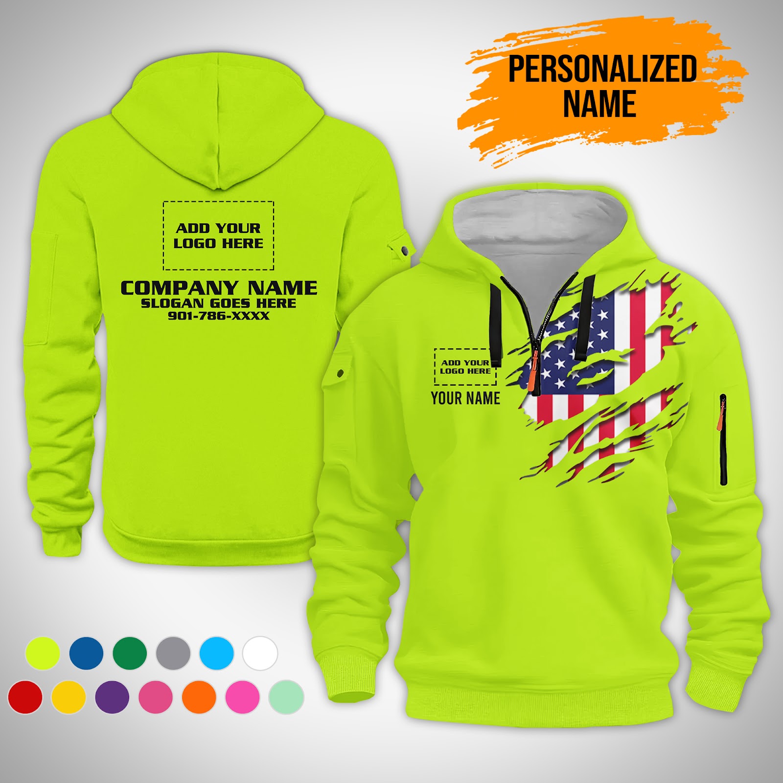 Custom Uniform 3D Printed Quarter Zip Hoodie